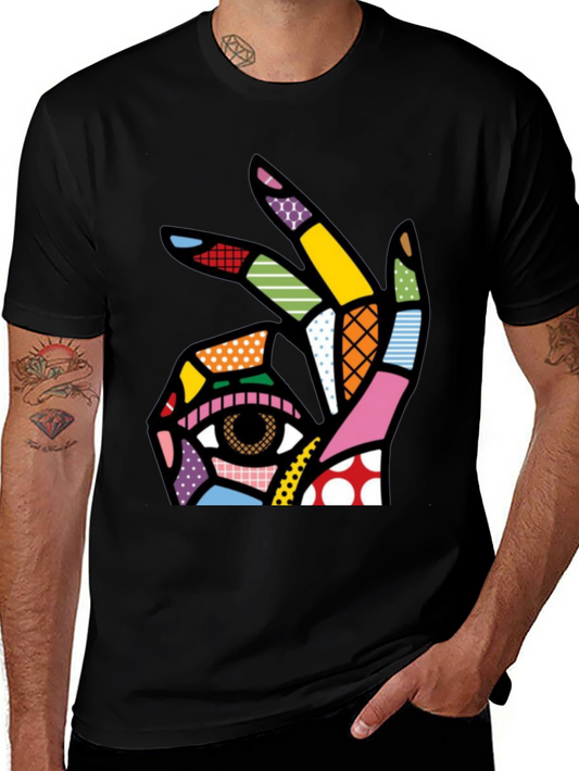Abstract Hand & Eye Graphic Tee - Modern Art Shirt