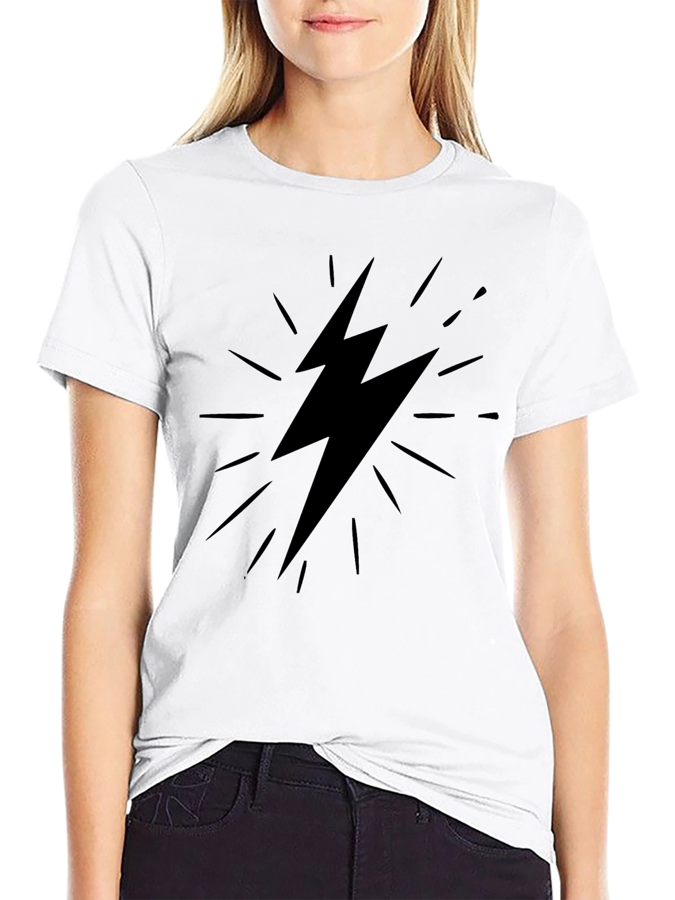 Black T-Shirt with Lightning Bolt Graphic