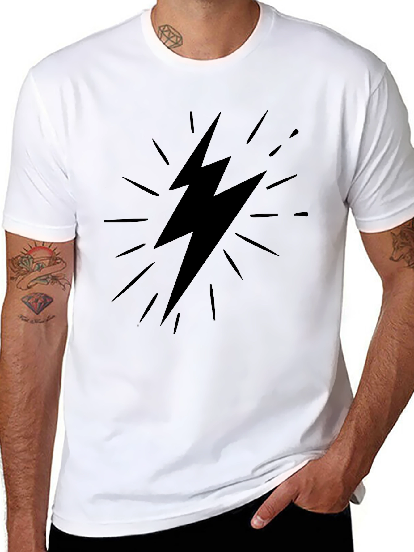 Black T-Shirt with Lightning Bolt Graphic