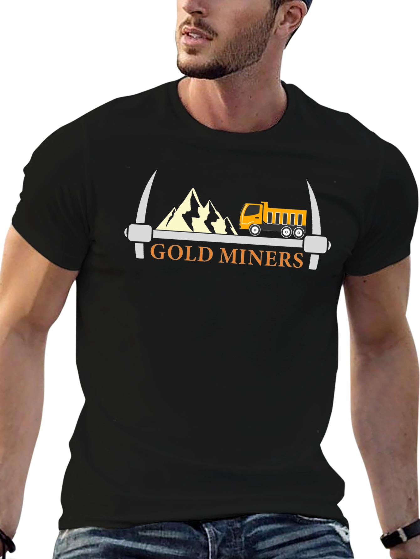 Gold Miners Graphic Tee - Black Cotton T-Shirt