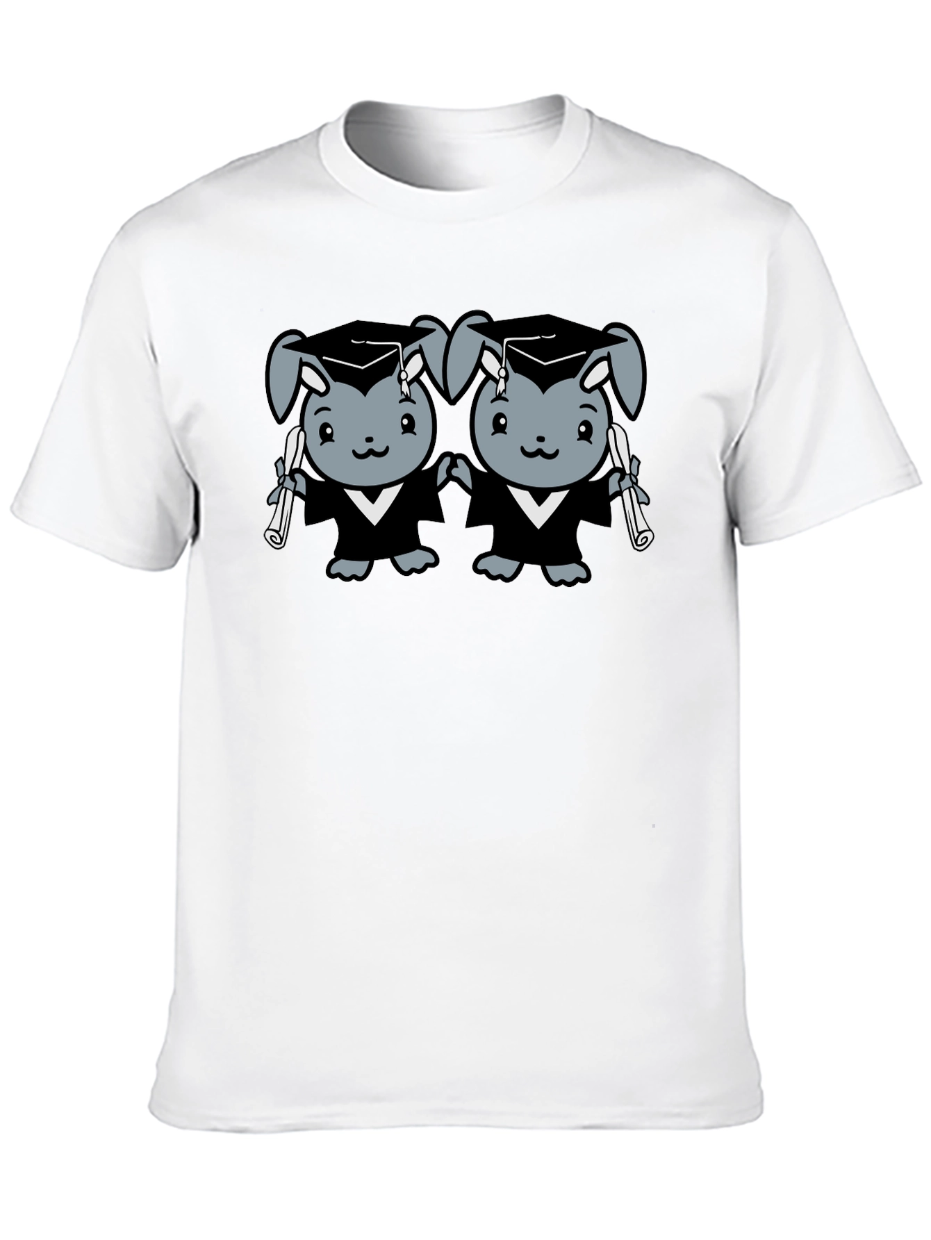 Graduation Bunnies T-Shirt - Unisex Black Tee