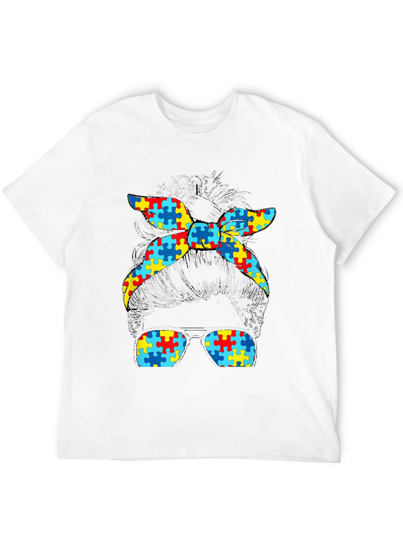 Autism Awareness Messy Bun T-Shirt