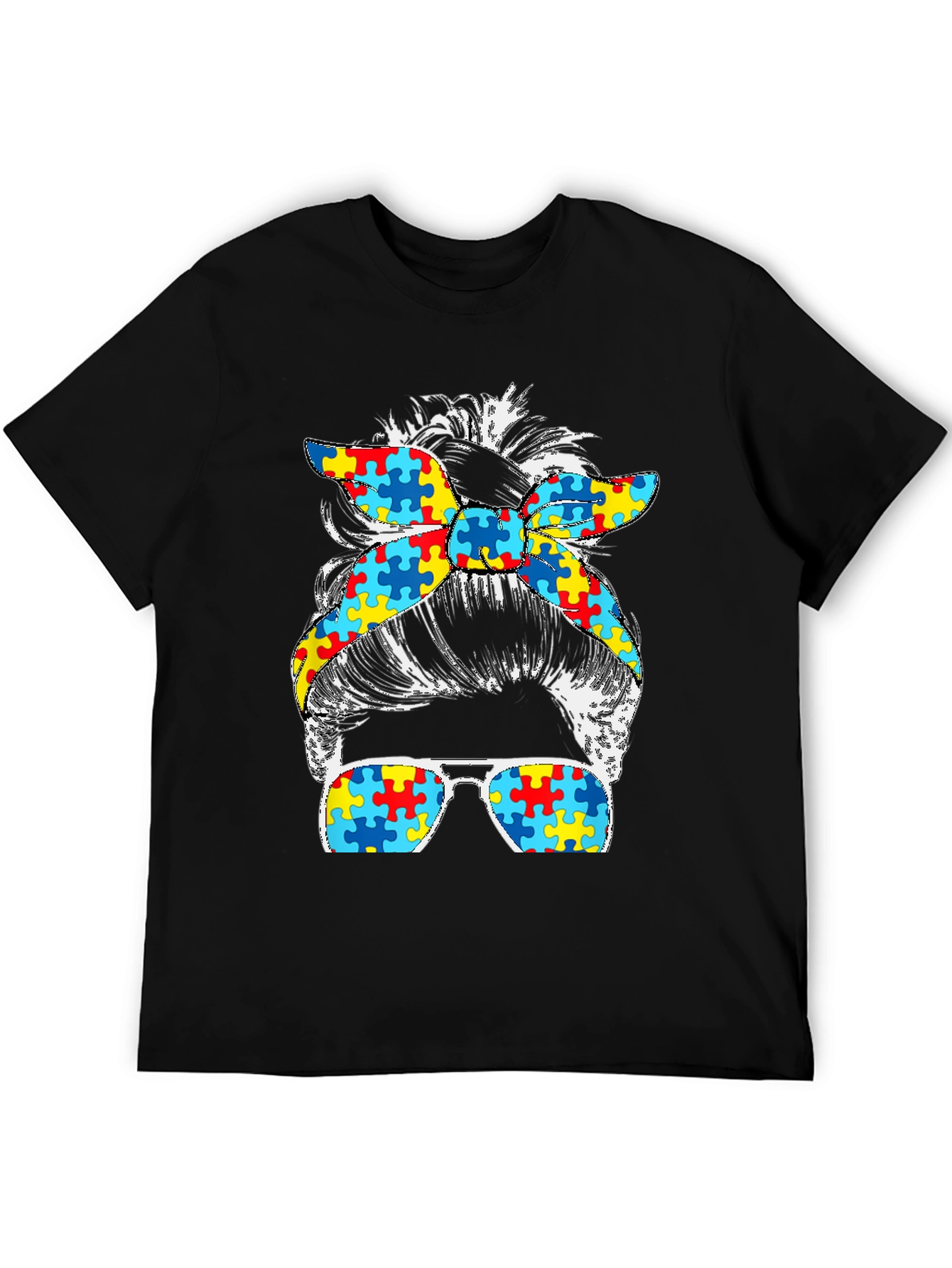 Autism Awareness Messy Bun T-Shirt