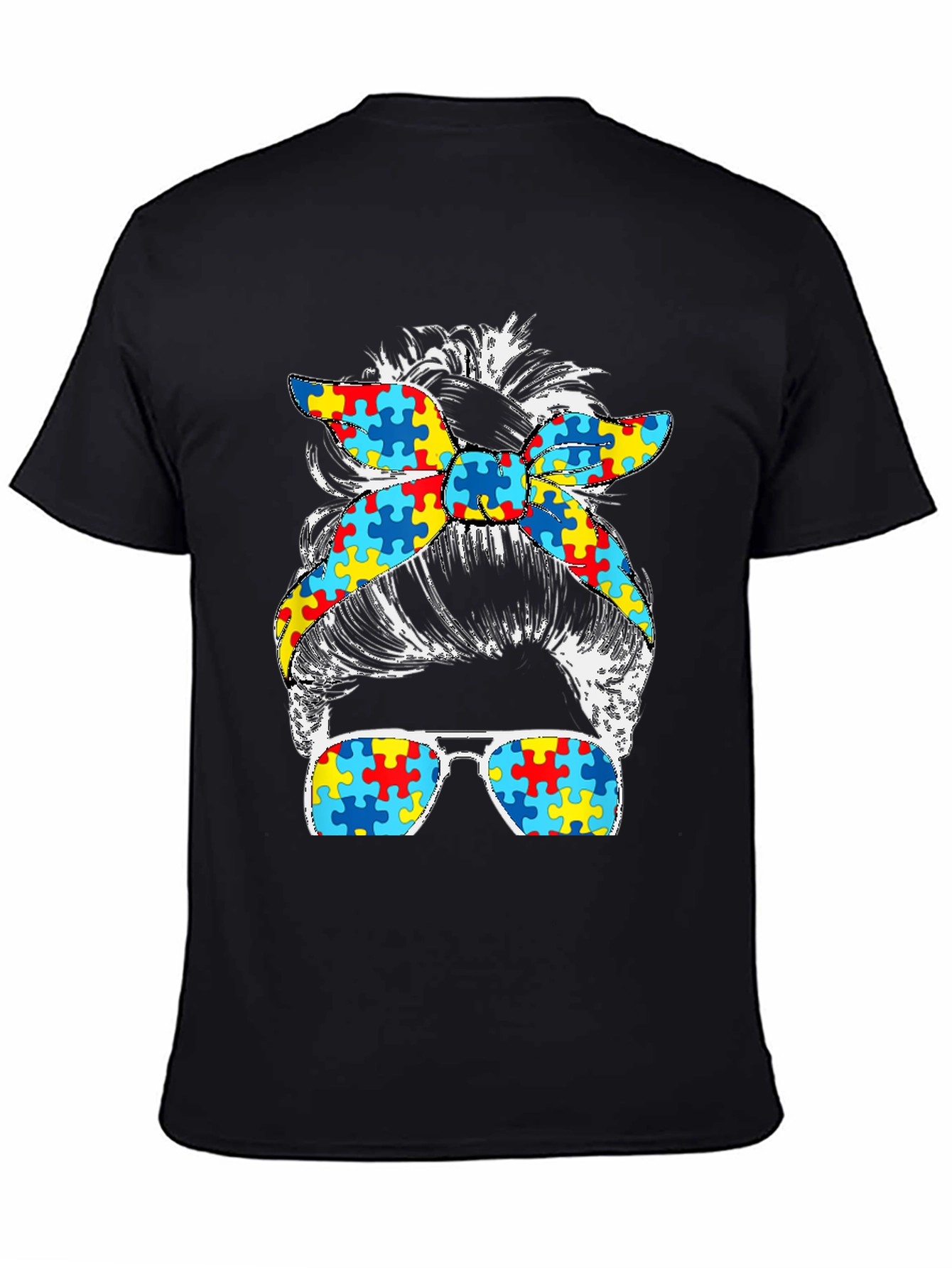 Autism Awareness Messy Bun T-Shirt