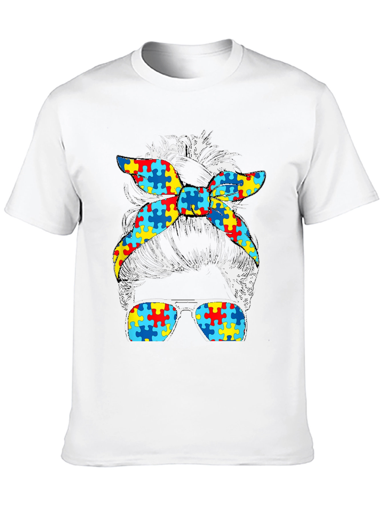 Autism Awareness Messy Bun T-Shirt