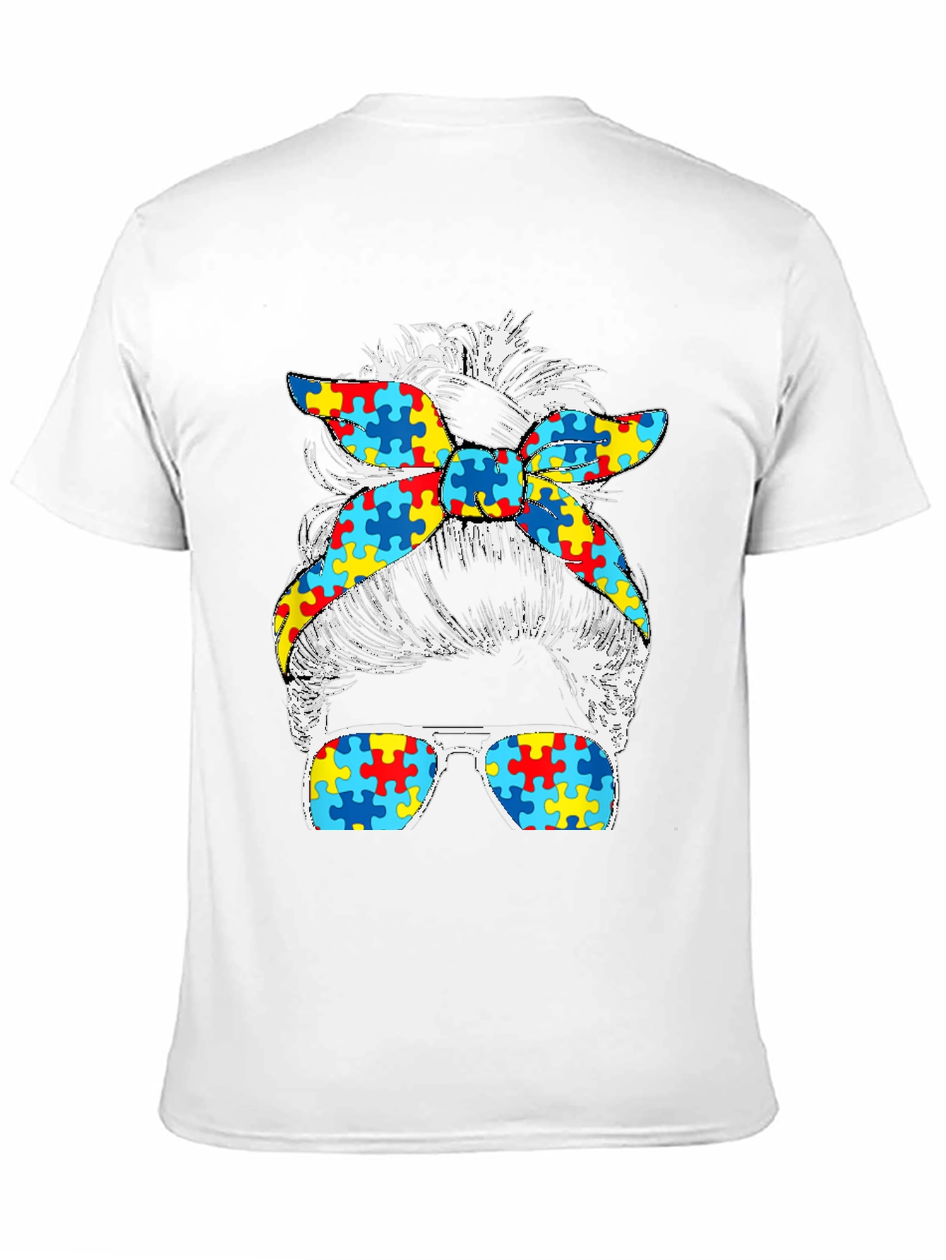 Autism Awareness Messy Bun T-Shirt