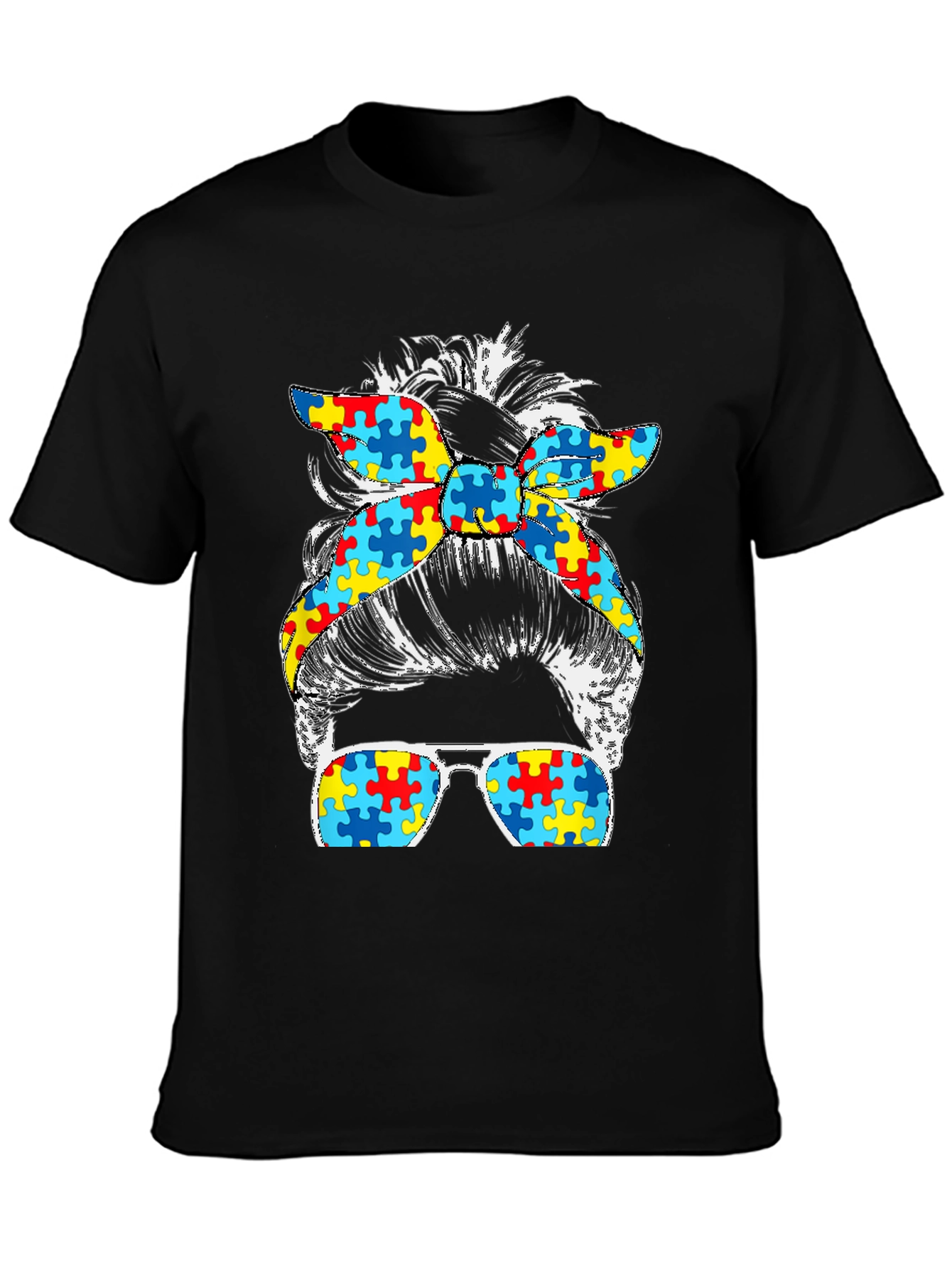 Autism Awareness Messy Bun T-Shirt