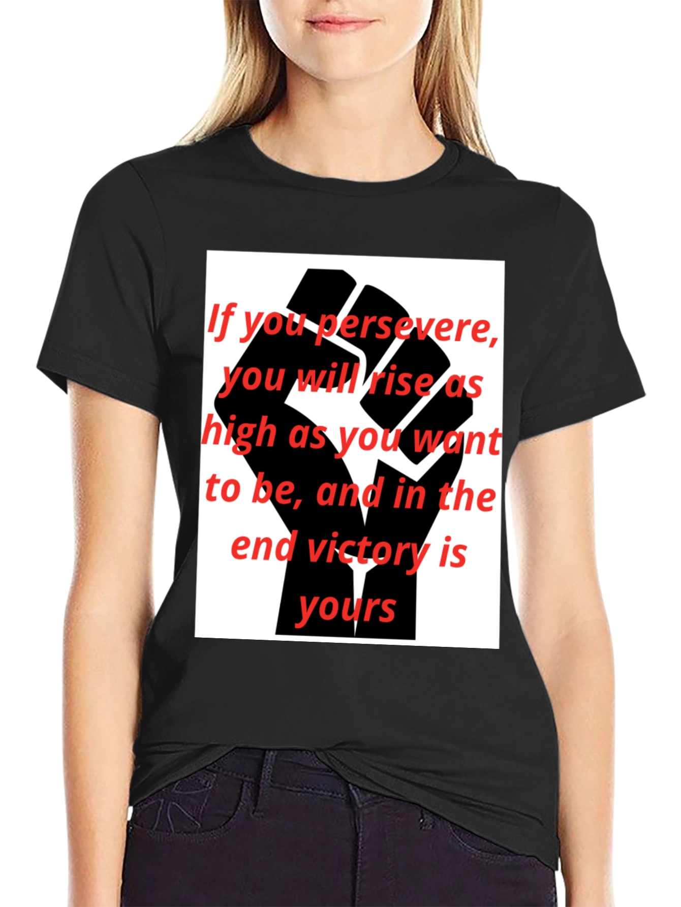 Motivational Black Fist Graphic T-Shirt