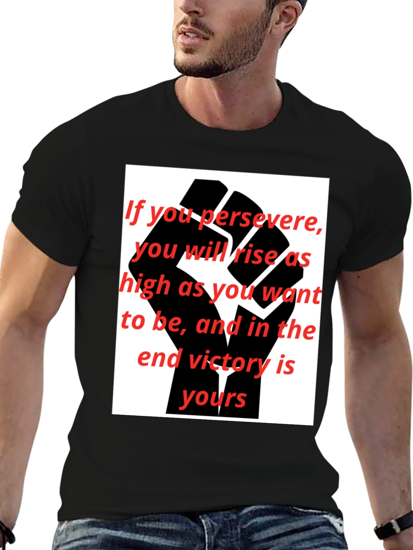Motivational Black Fist Graphic T-Shirt