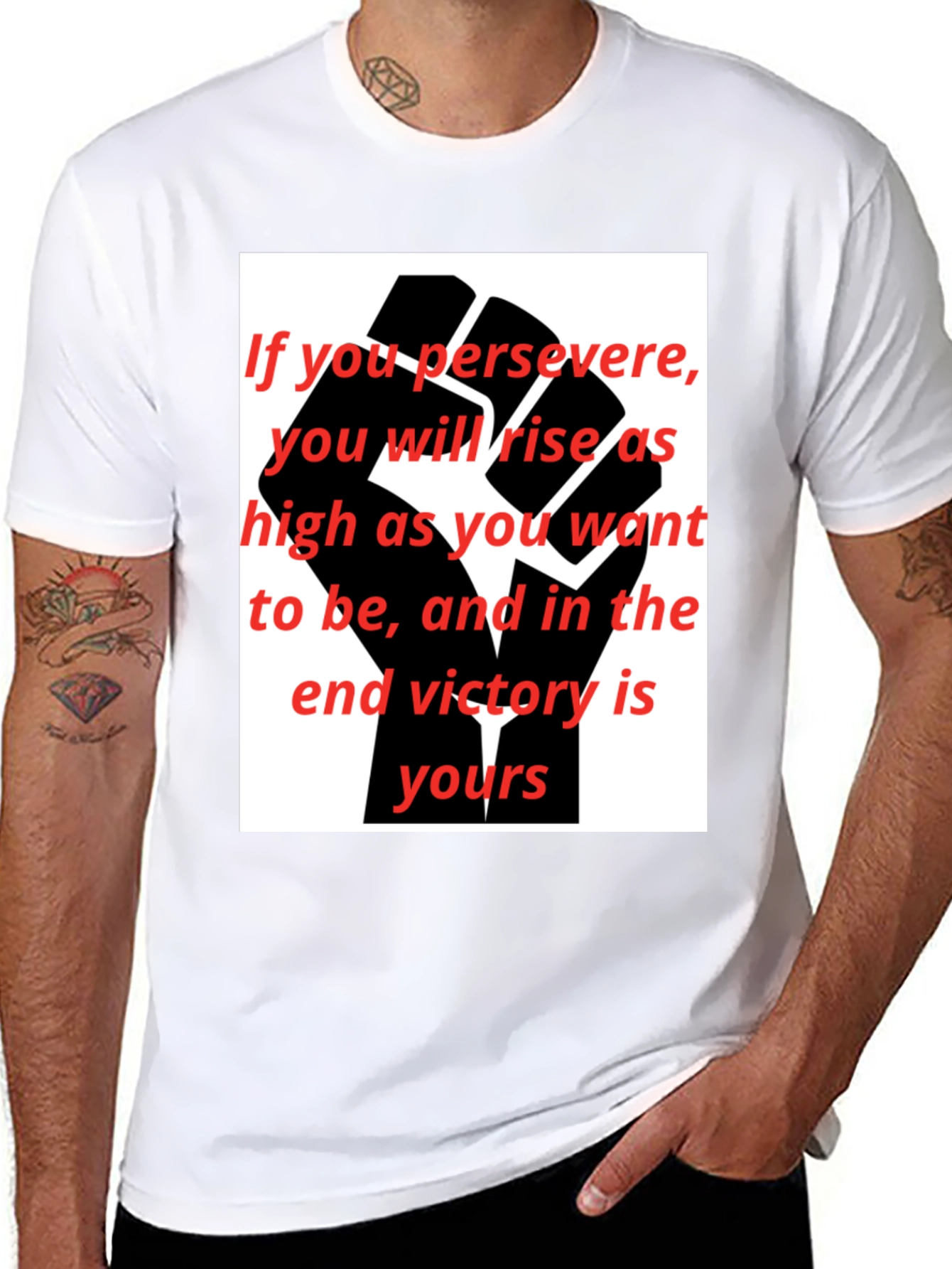 Motivational Black Fist Graphic T-Shirt