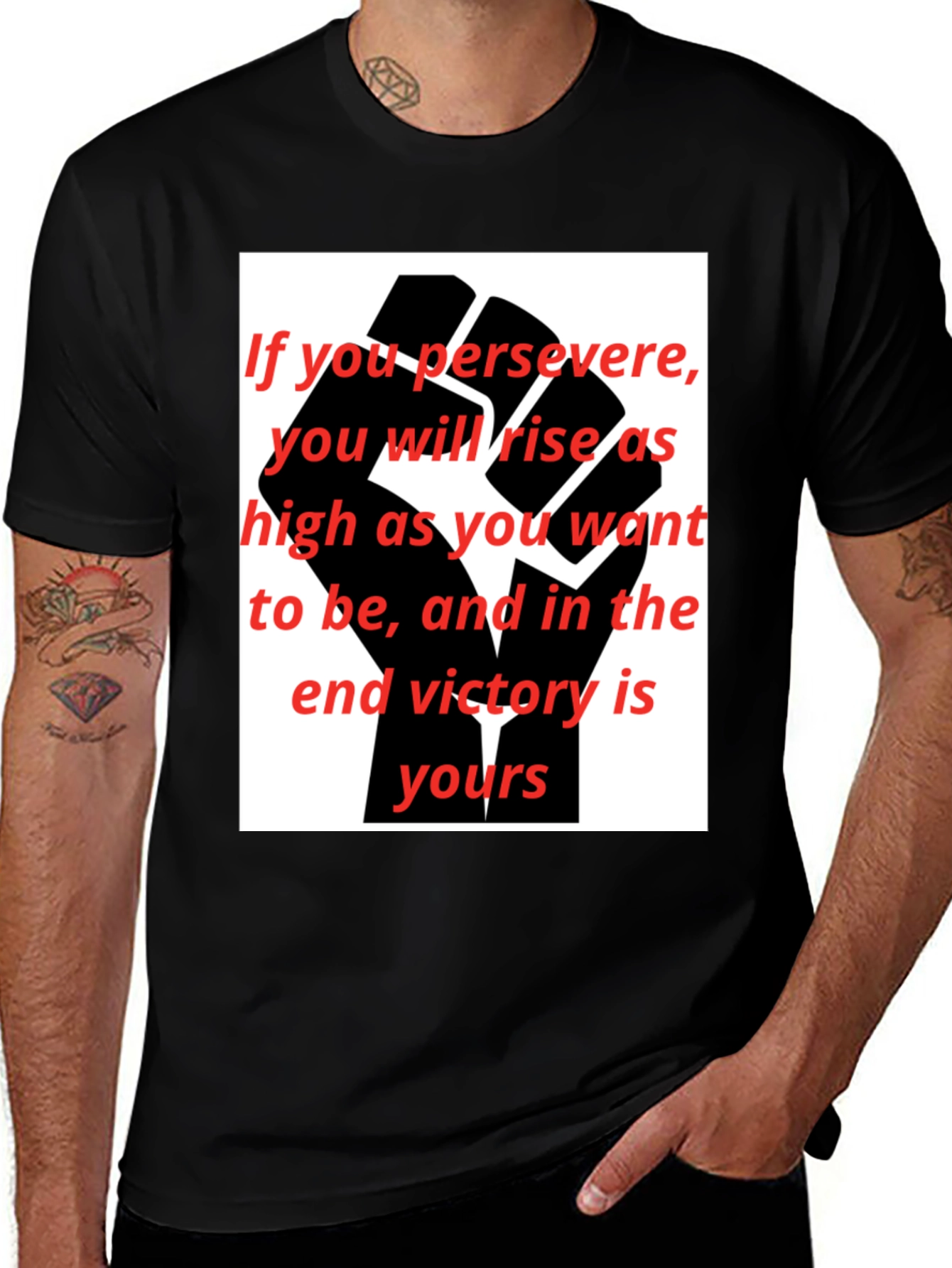 Motivational Black Fist Graphic T-Shirt