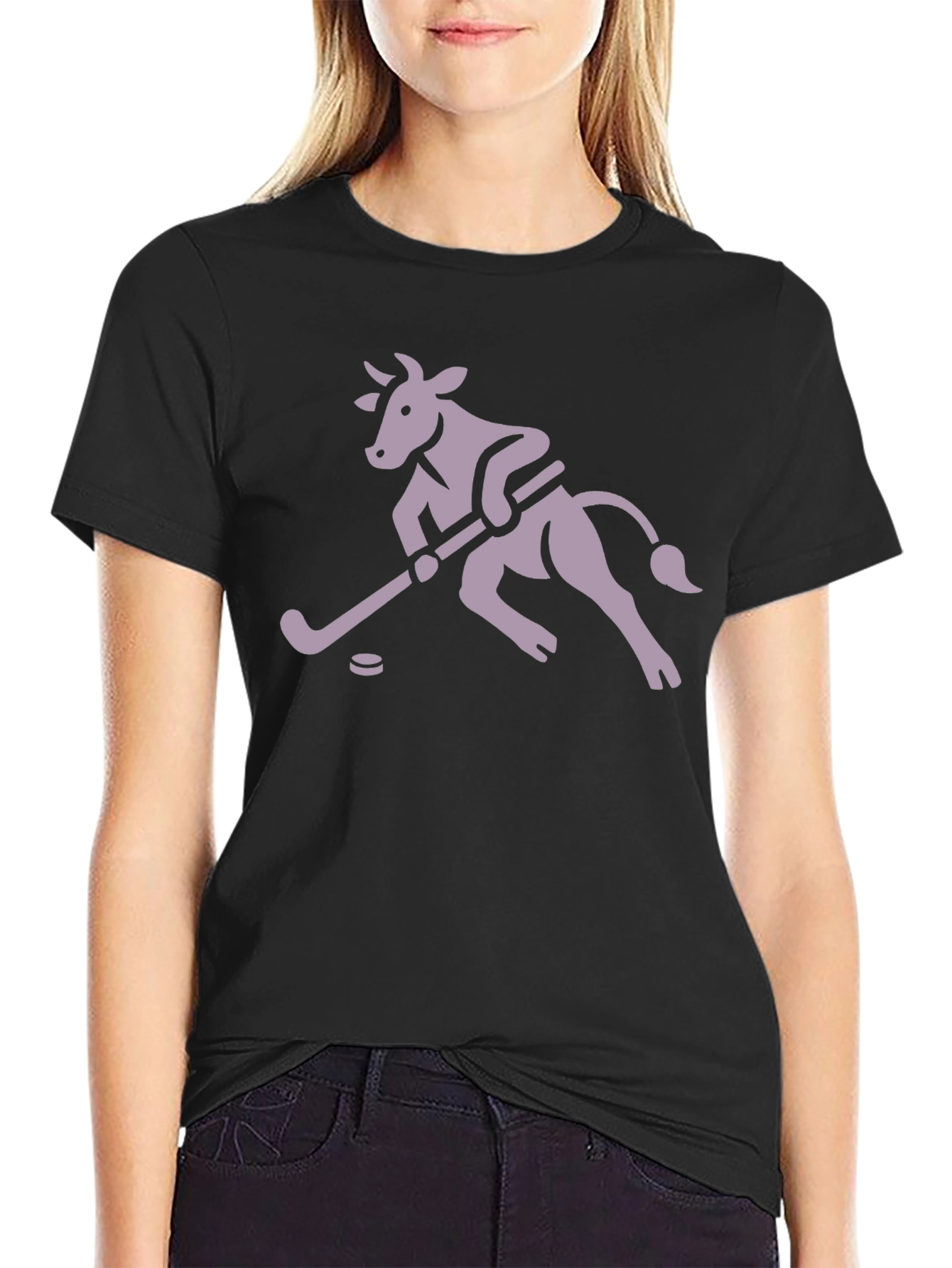 Hockey Cow Graphic T-Shirt - Black