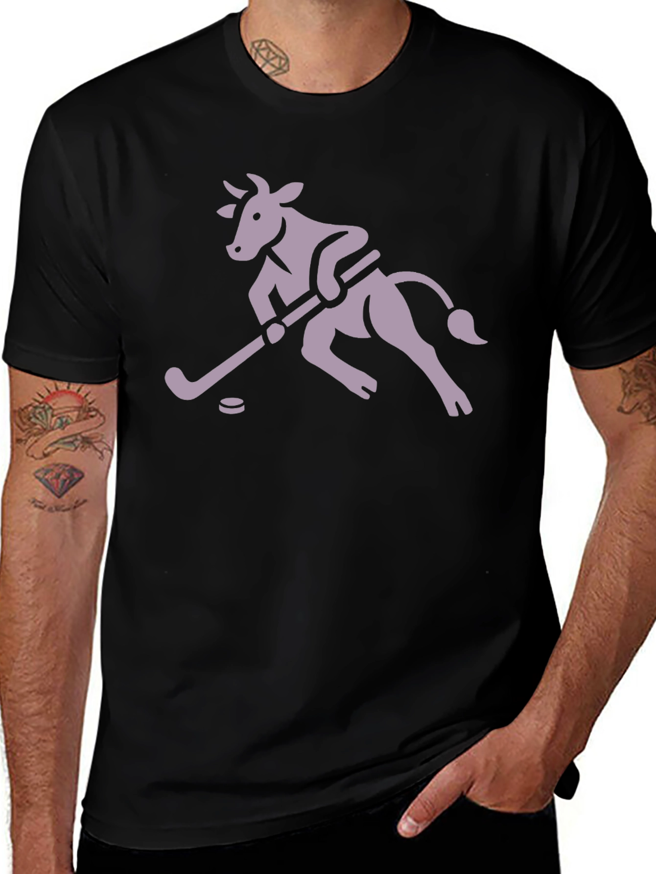 Hockey Cow Graphic T-Shirt - Black
