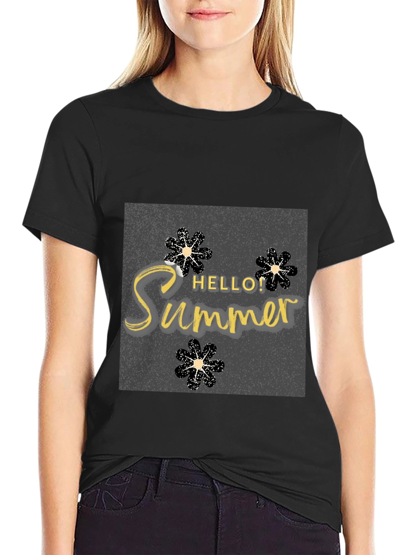 Hello Summer Black T-Shirt Graphic Tee