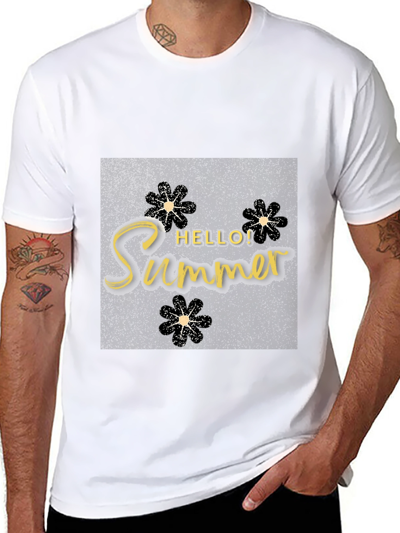 Hello Summer Black T-Shirt Graphic Tee