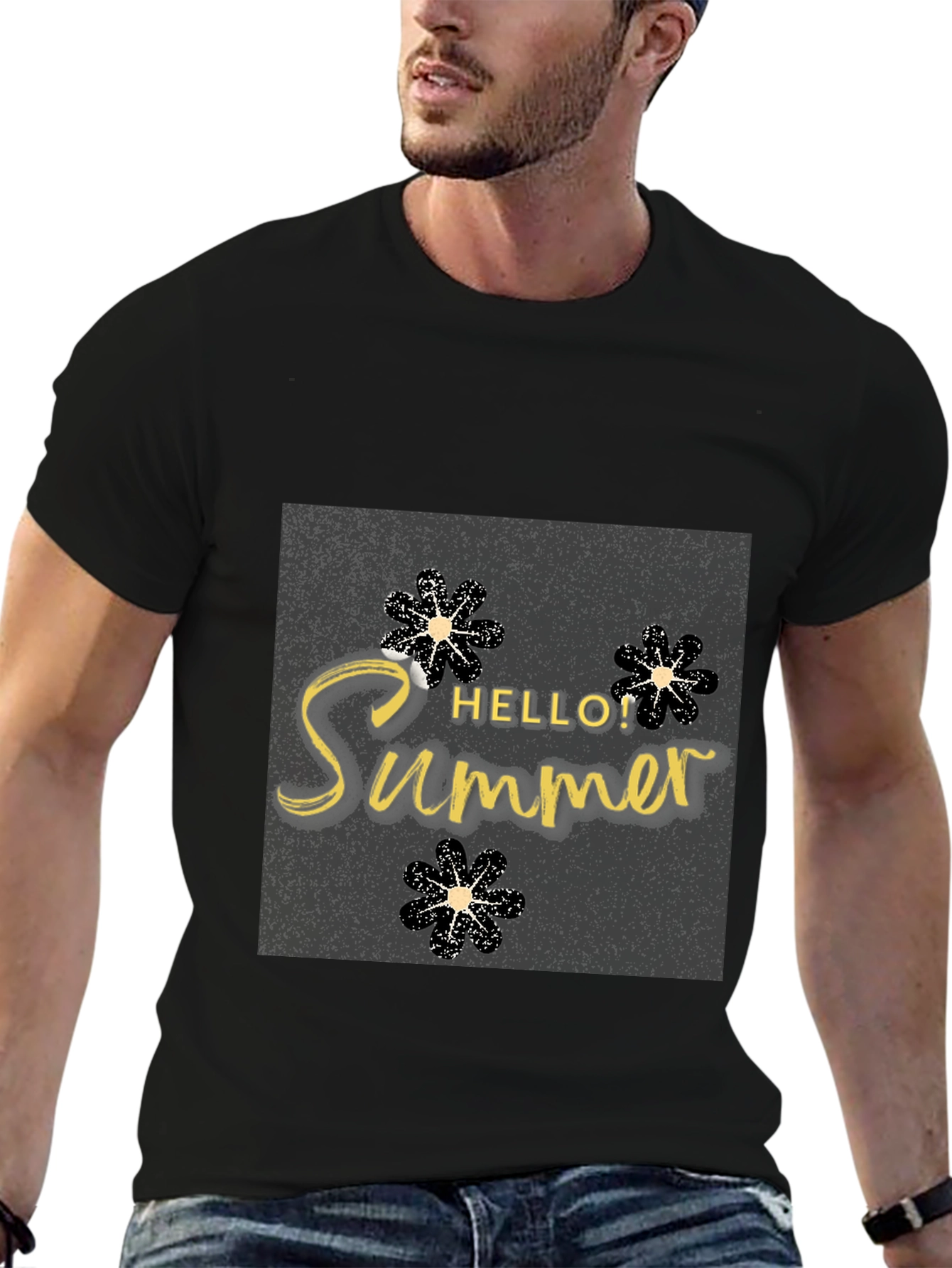 Hello Summer Black T-Shirt Graphic Tee