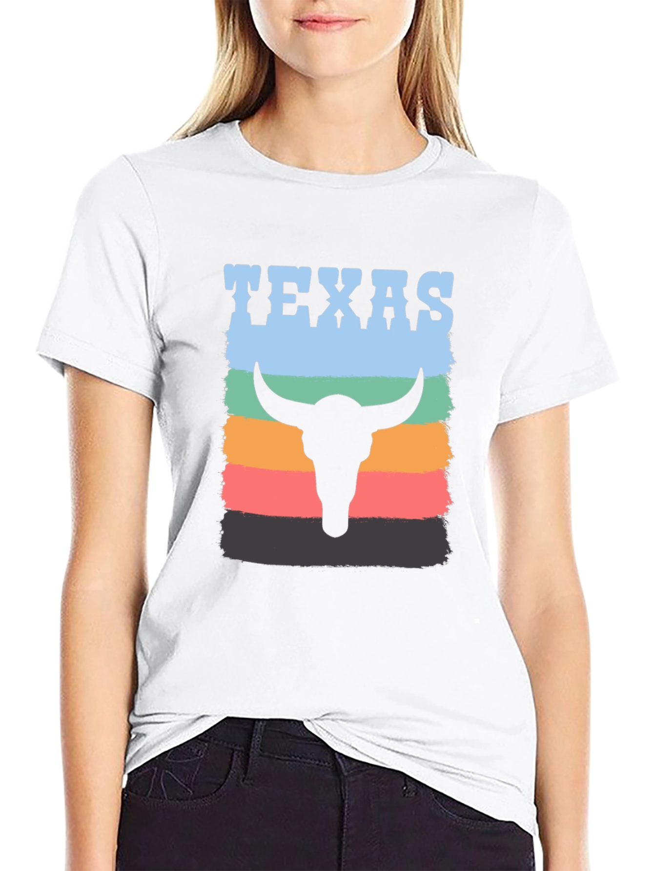 Texas Bull Skull Graphic Tee - Retro Style
