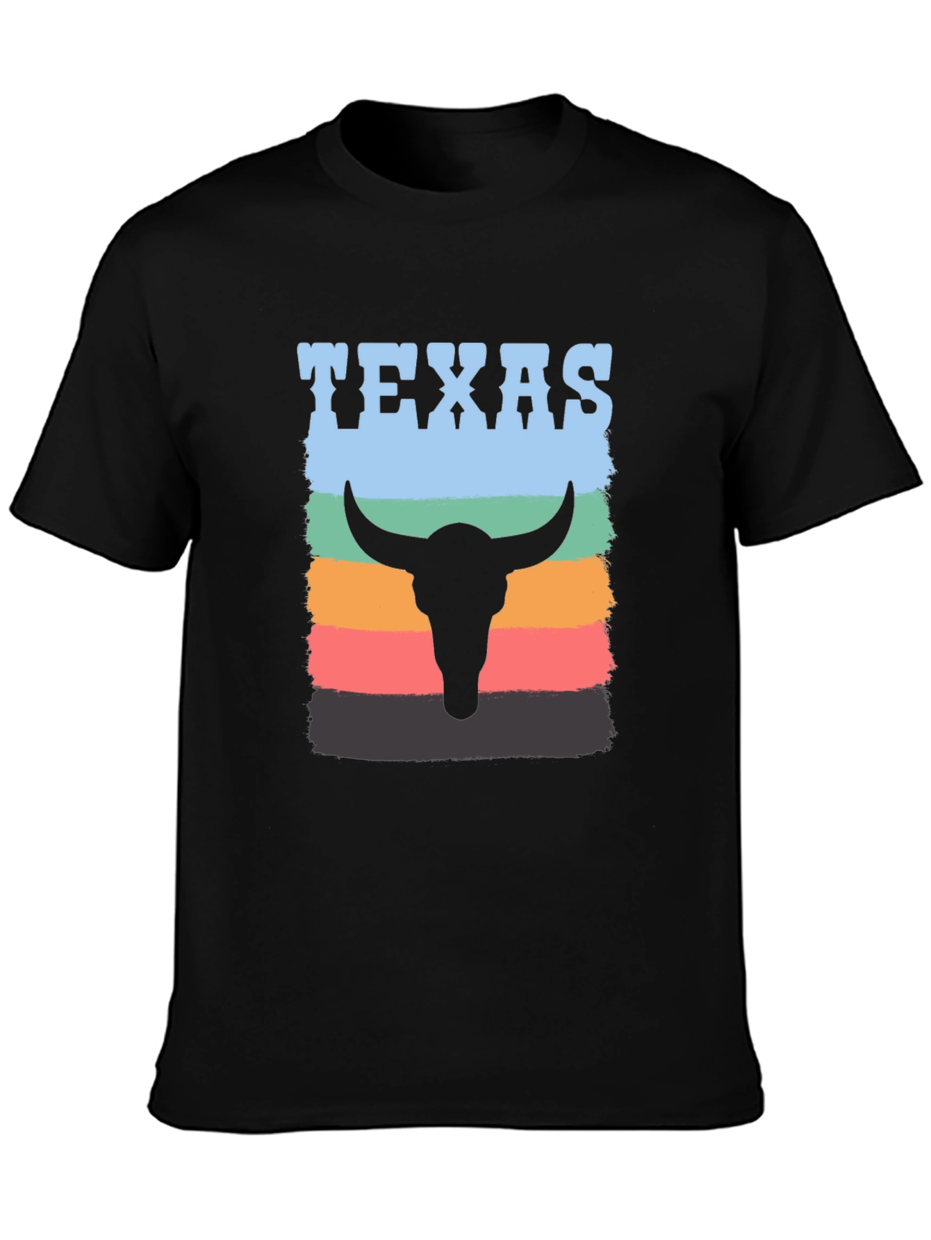 Texas Bull Skull Graphic Tee - Retro Style