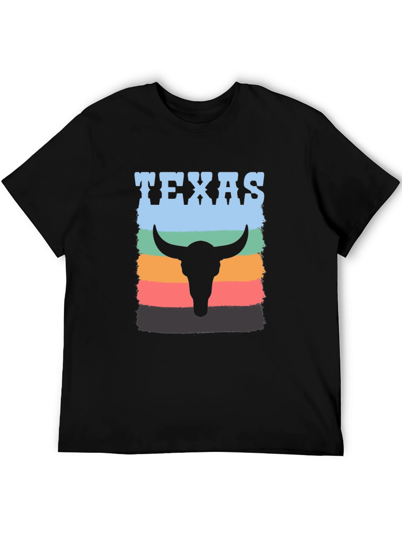 Texas Bull Skull Graphic Tee - Retro Style