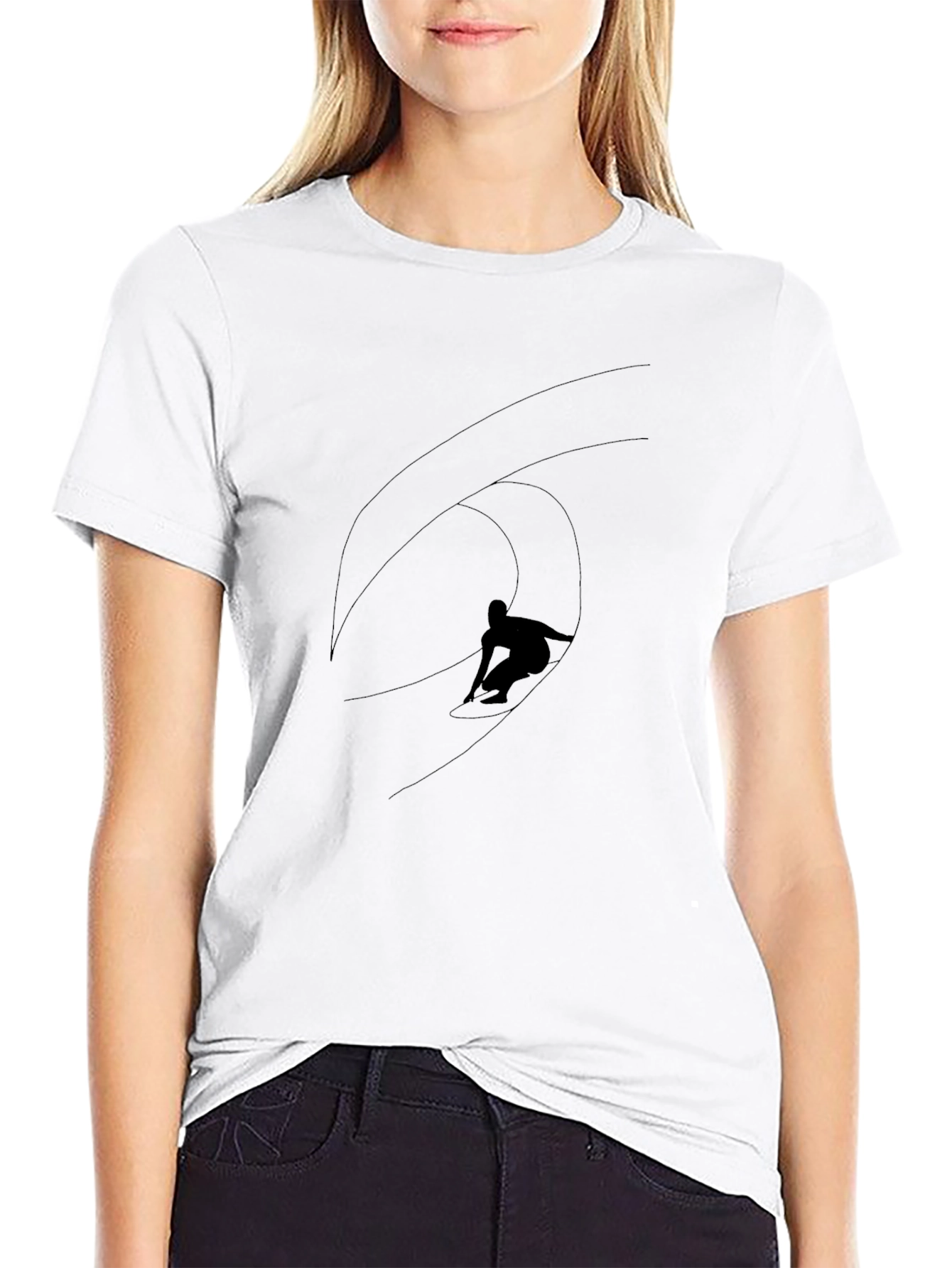 Black Surfer Wave Graphic Tee - Cool Casual Style