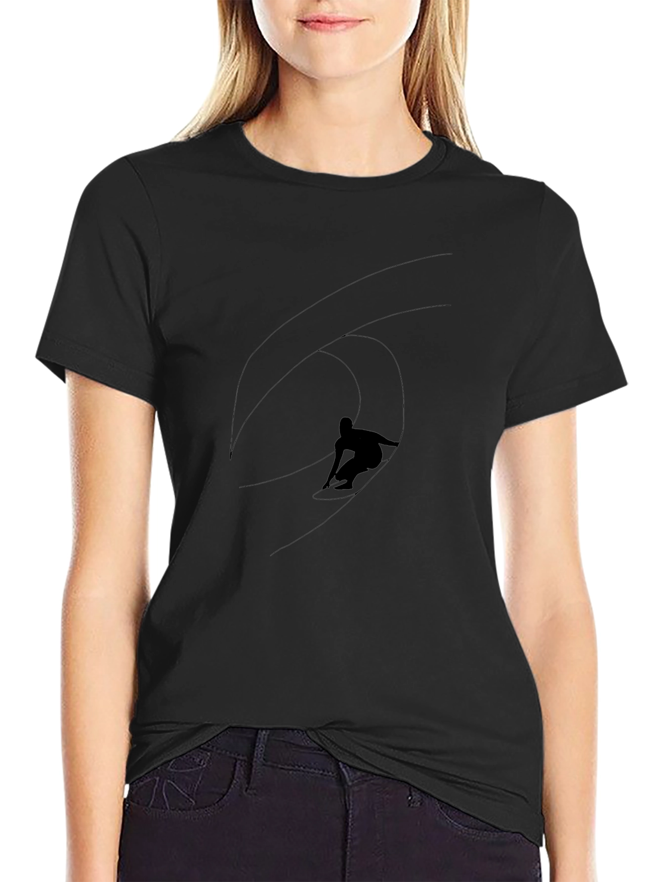 Black Surfer Wave Graphic Tee - Cool Casual Style
