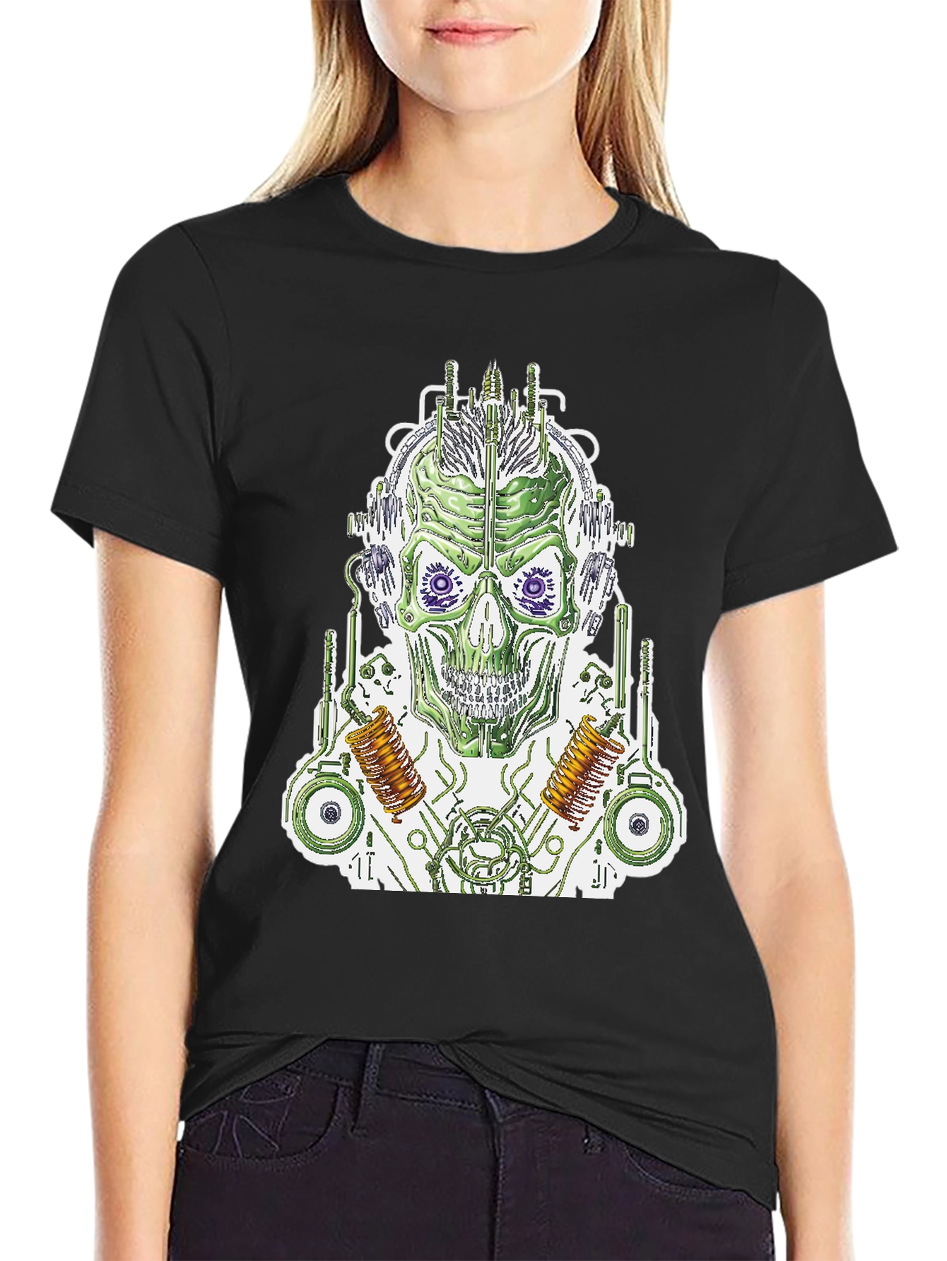 Cyborg Skull T-Shirt - Sci-Fi Graphic Tee