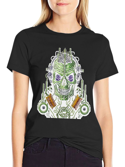 Cyborg Skull T-Shirt - Sci-Fi Graphic Tee