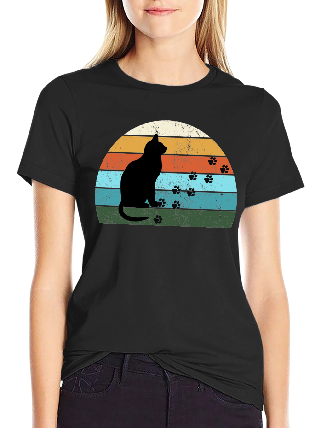 Retro Cat Silhouette T-Shirt