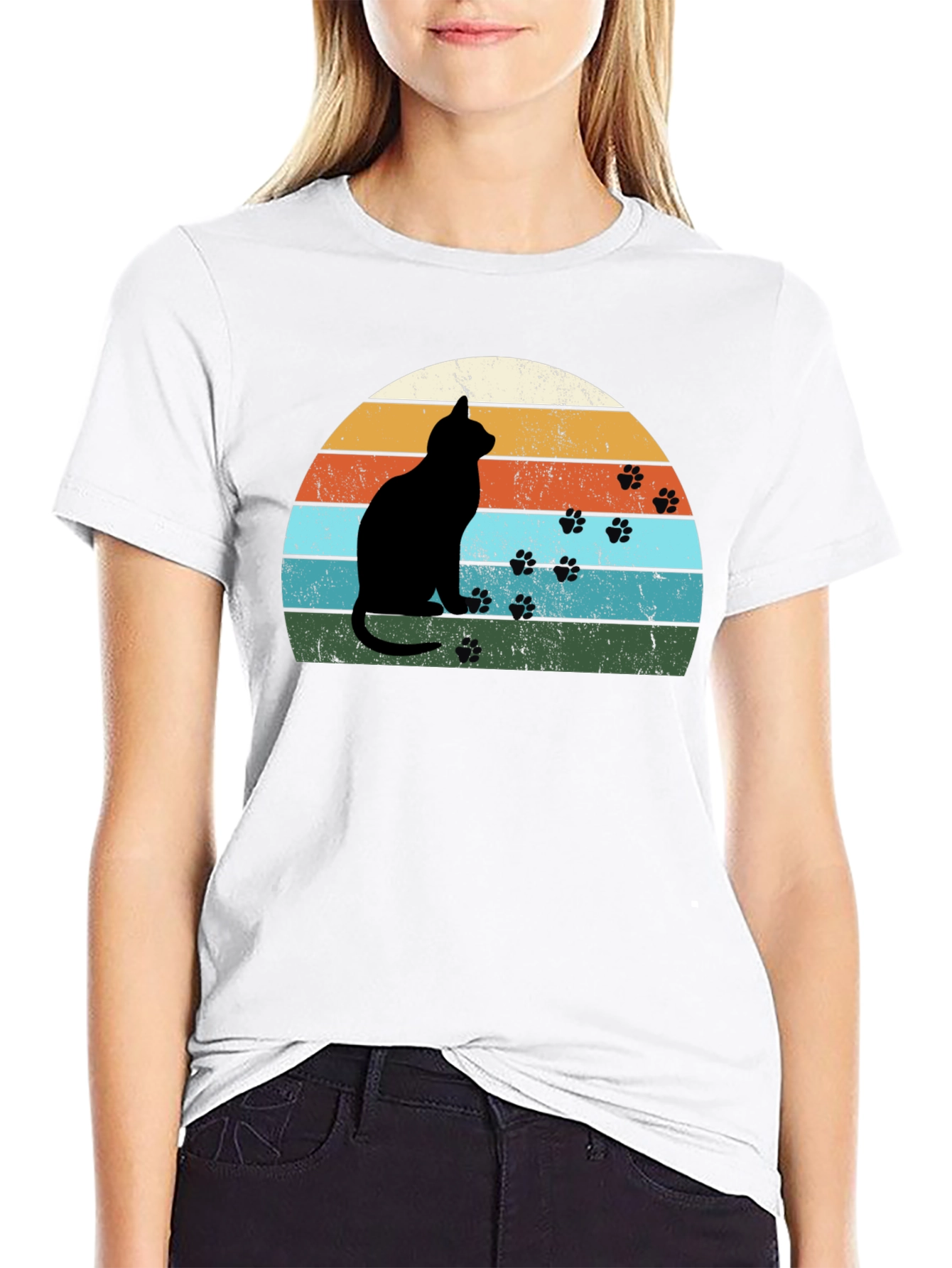 Retro Cat Silhouette T-Shirt