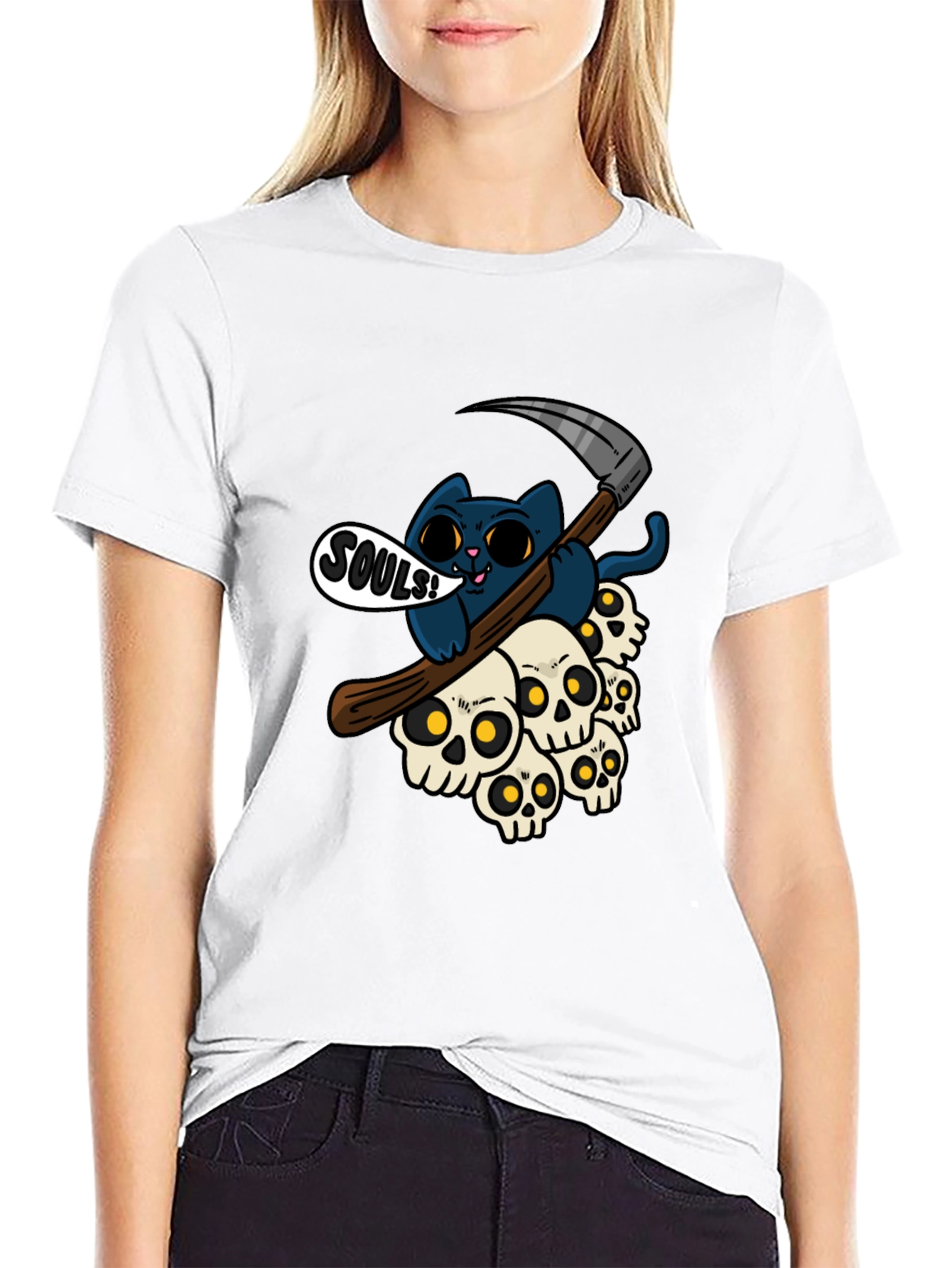 Grim Reaper Cat Souls T-Shirt