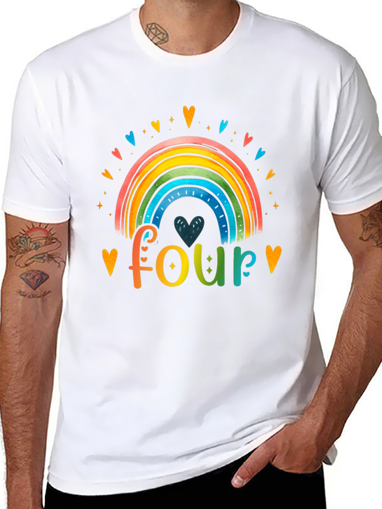 Rainbow Four Birthday Shirt