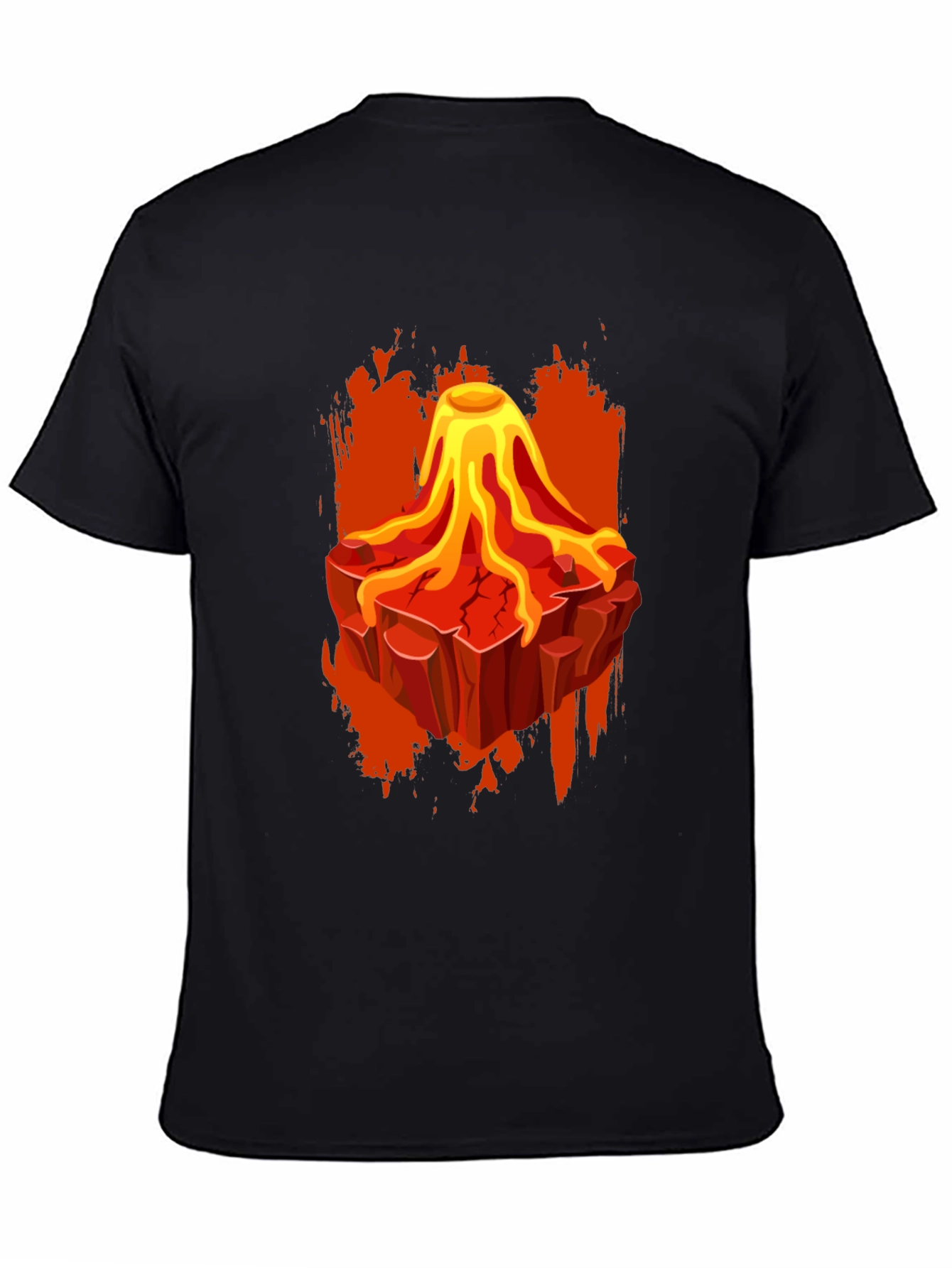 Volcano Lava Graphic Print Black T-Shirt