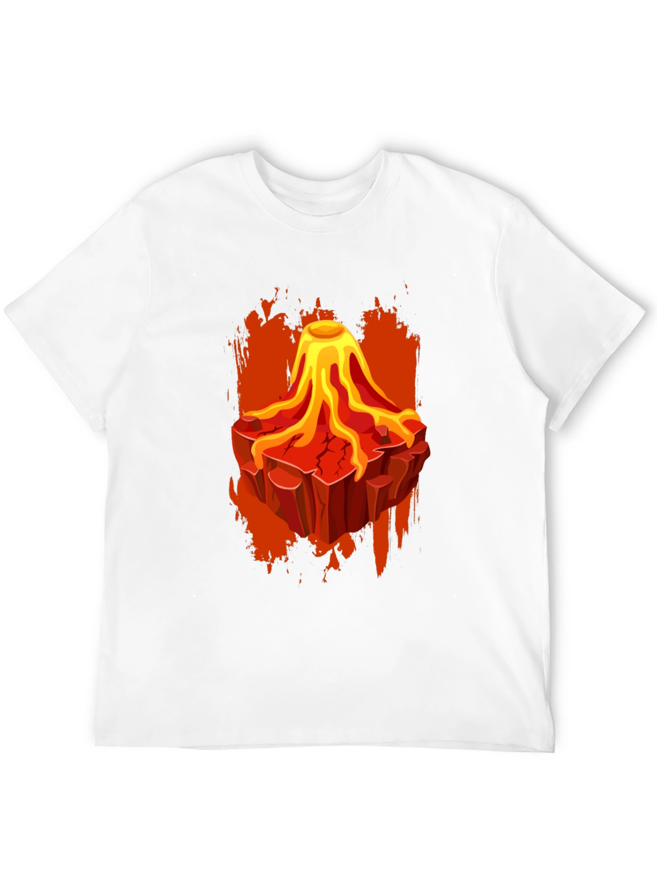 Volcano Lava Graphic Print Black T-Shirt
