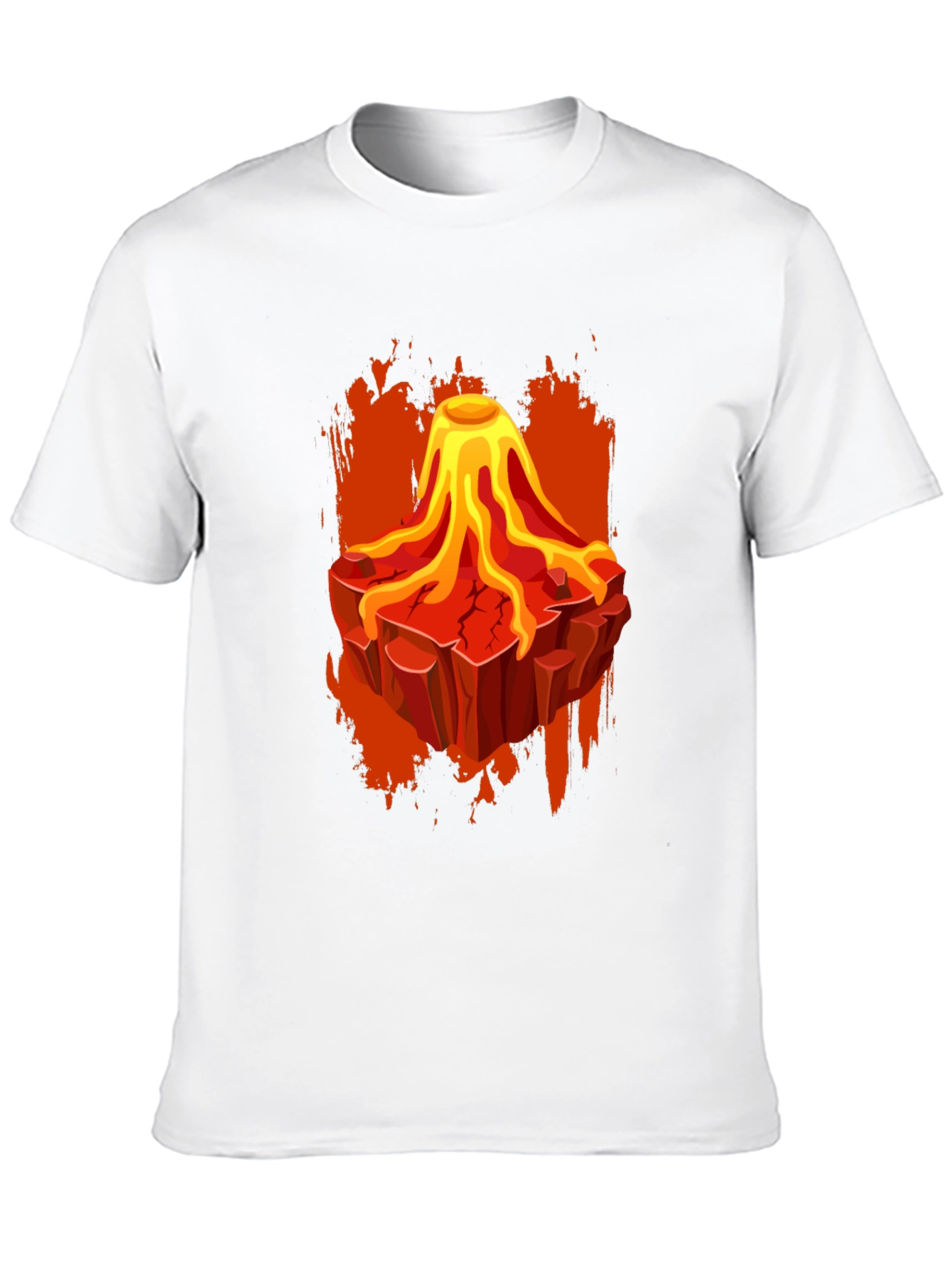 Volcano Lava Graphic Print Black T-Shirt