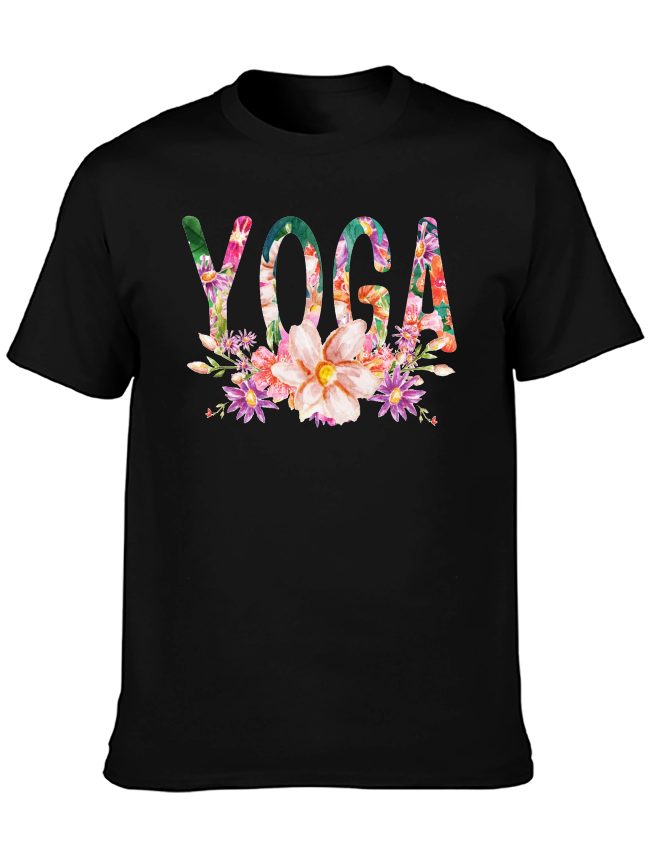 Floral Yoga T-Shirt - Black