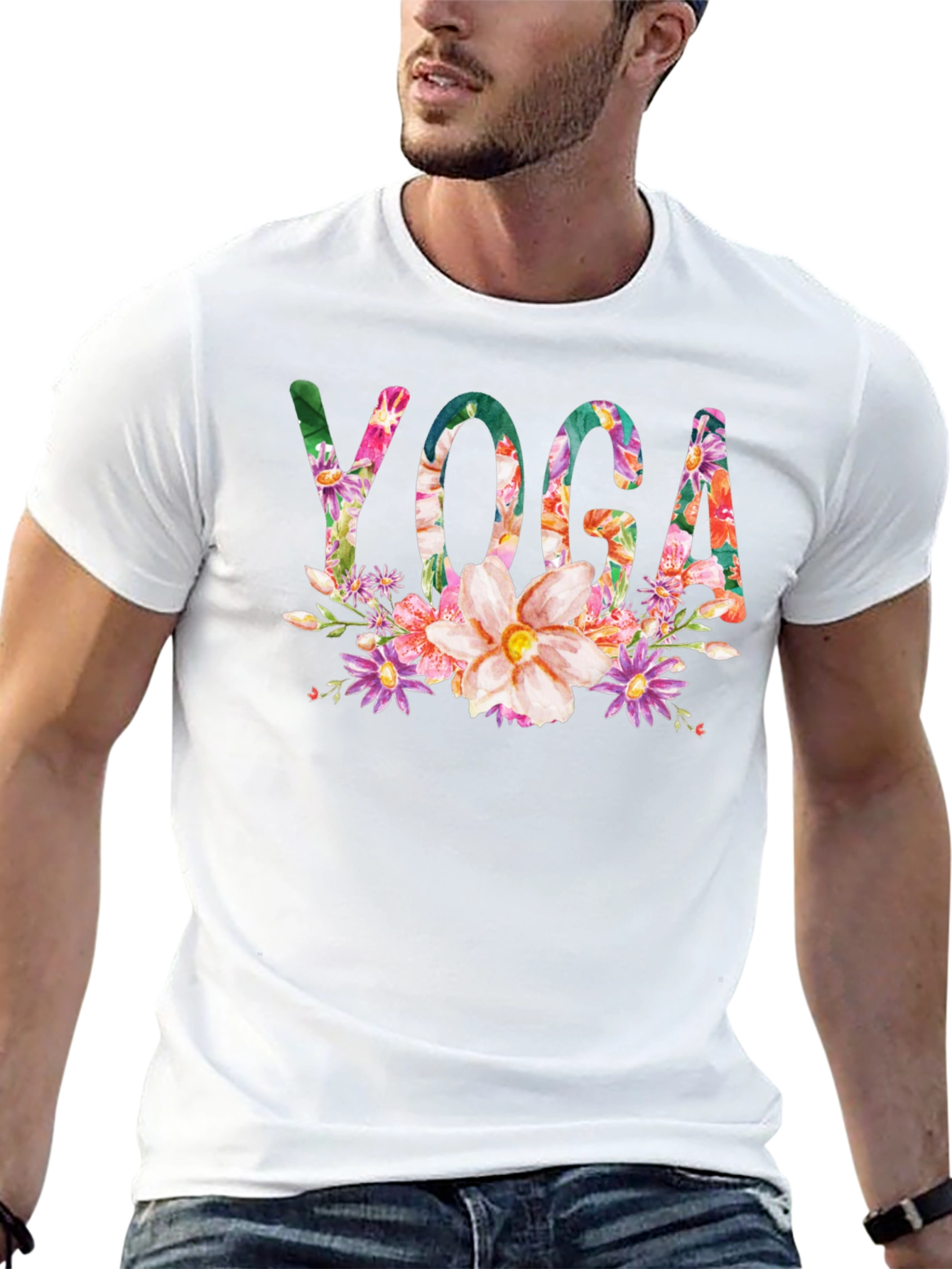 Floral Yoga T-Shirt - Black
