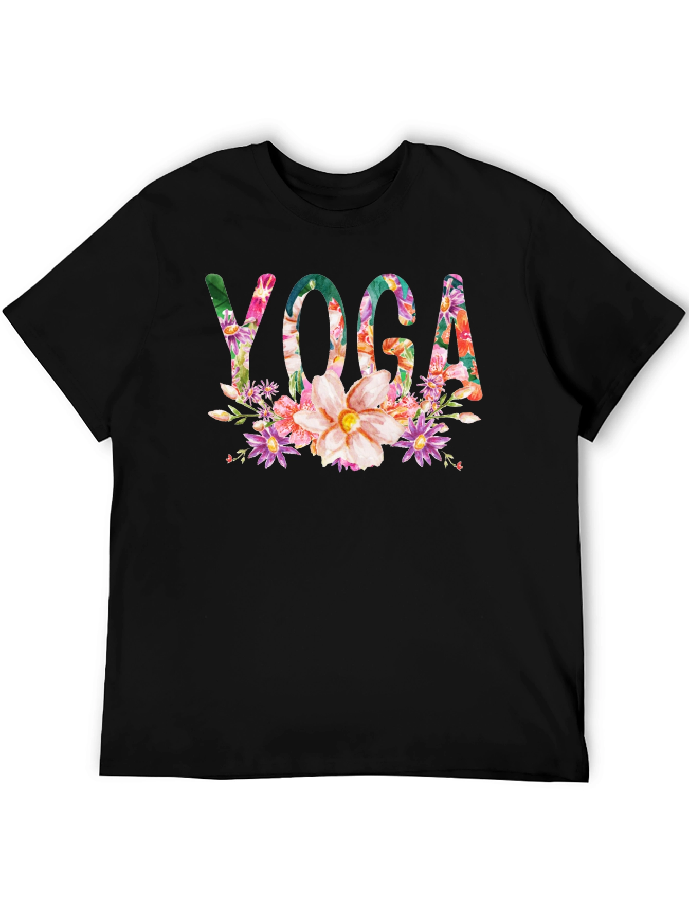 Floral Yoga T-Shirt - Black