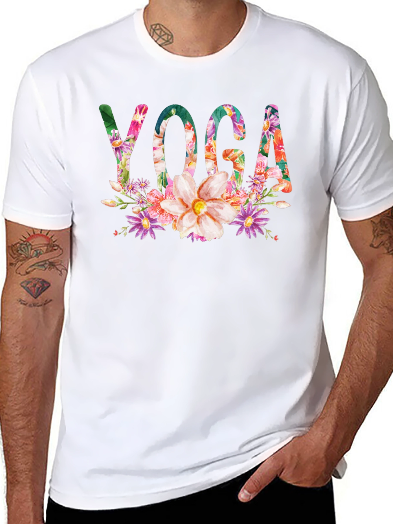 Floral Yoga T-Shirt - Black