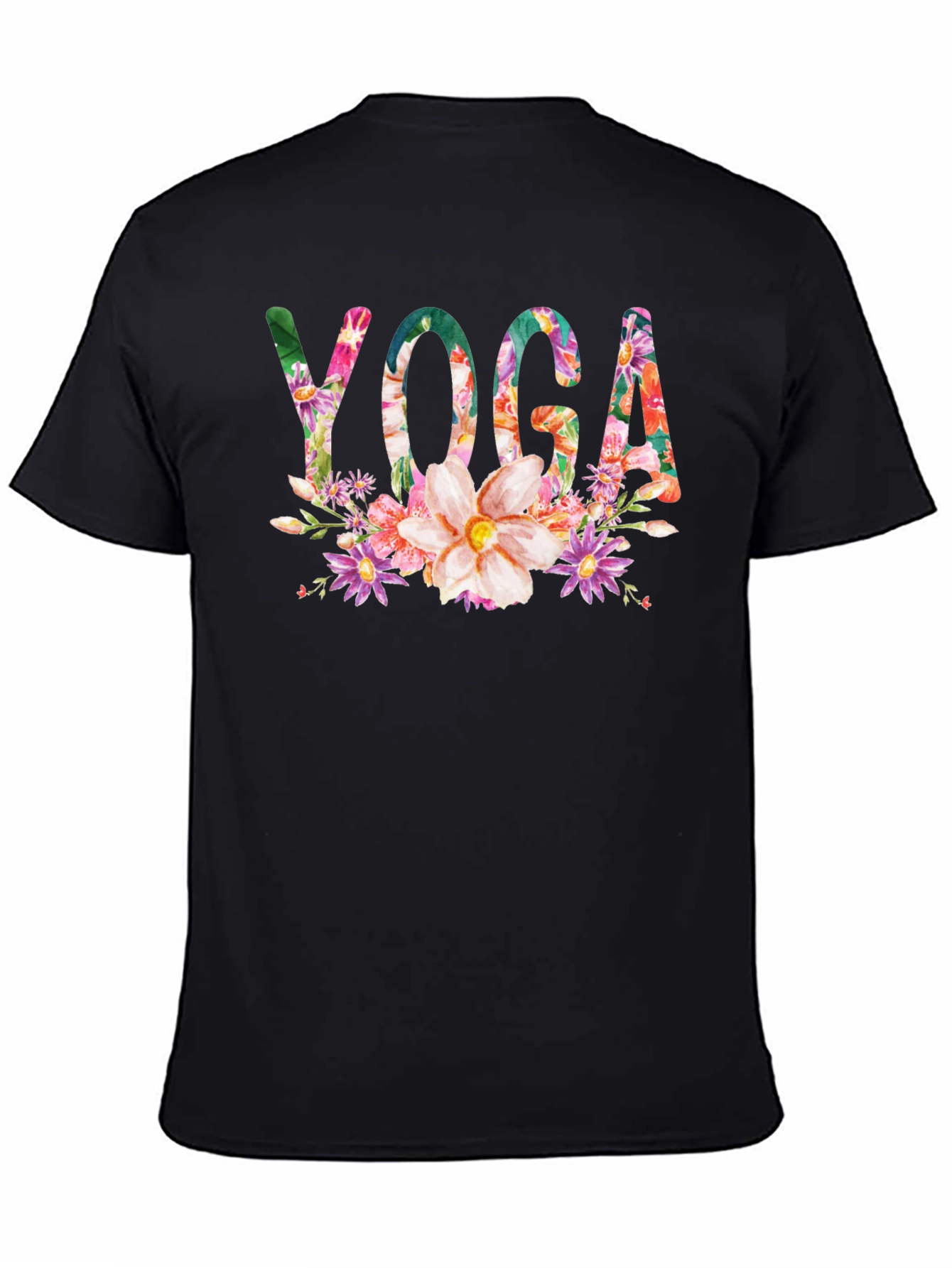 Floral Yoga T-Shirt - Black
