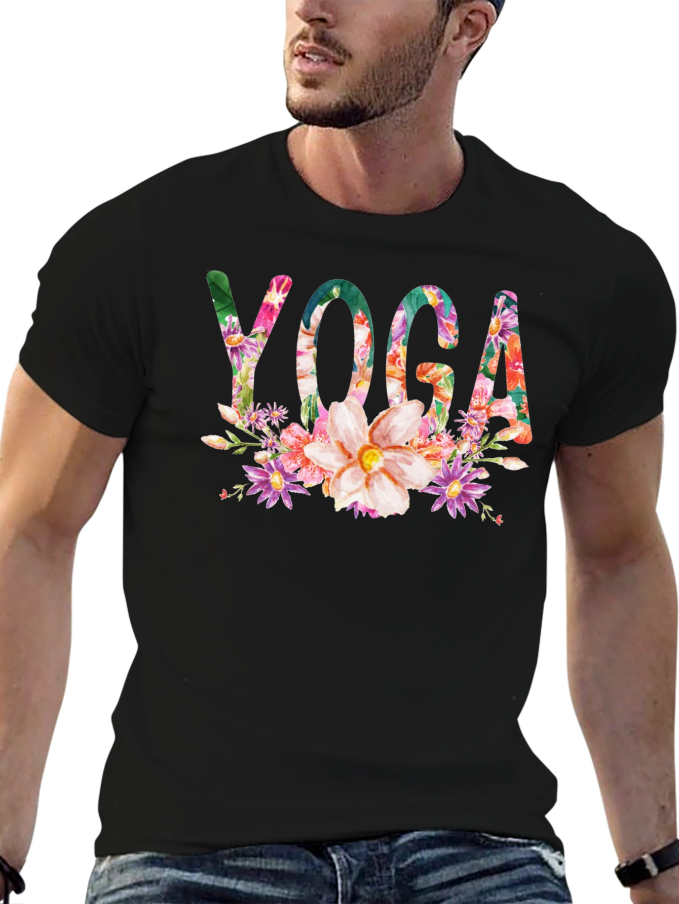Floral Yoga T-Shirt - Black
