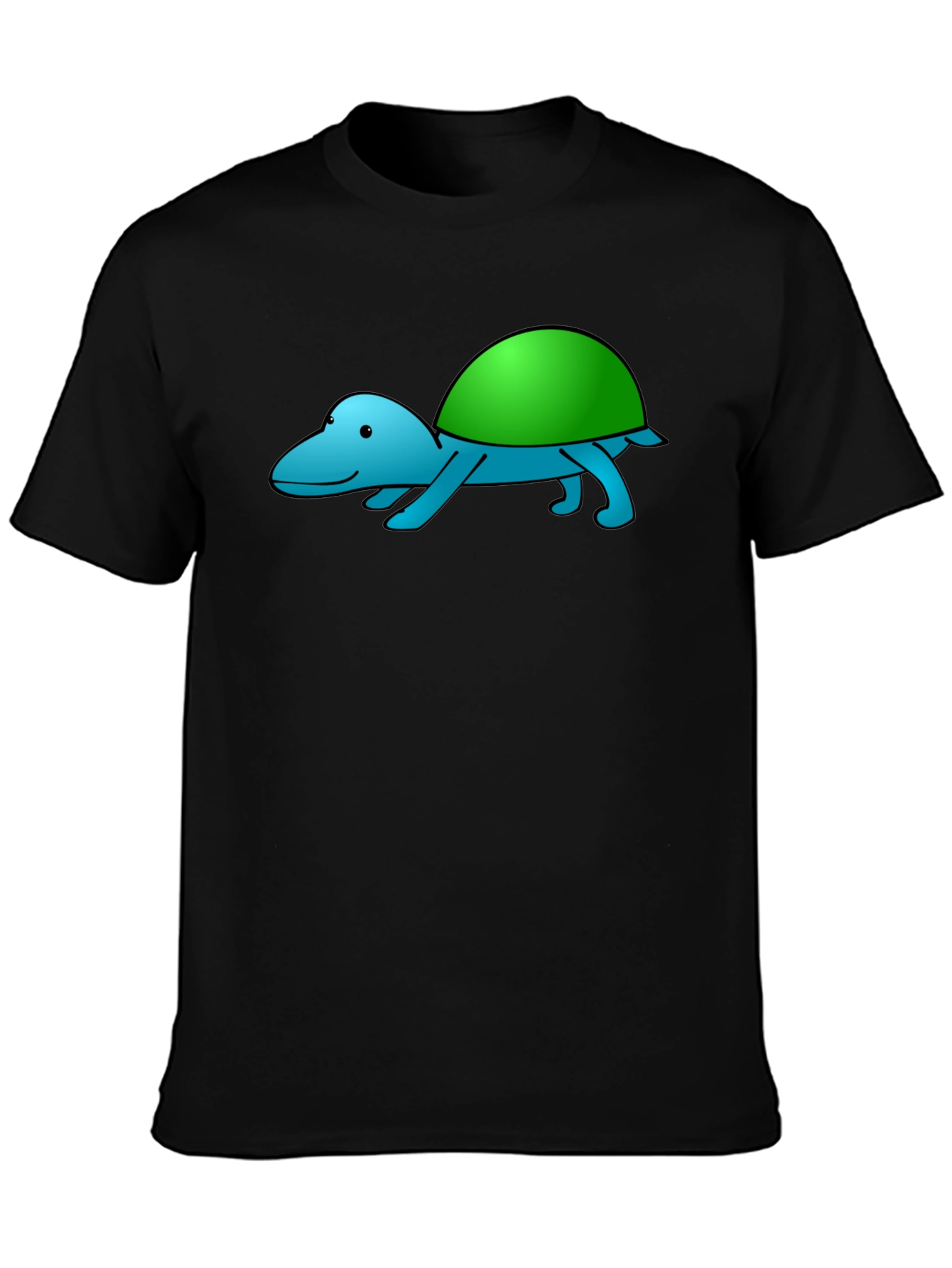 Cartoon Turtle Graphic Tee - Black Casual Shirt