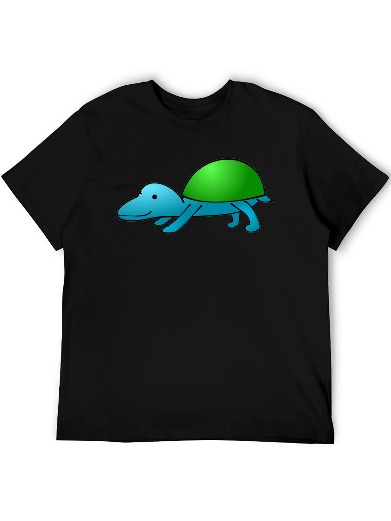 Cartoon Turtle Graphic Tee - Black Casual Shirt
