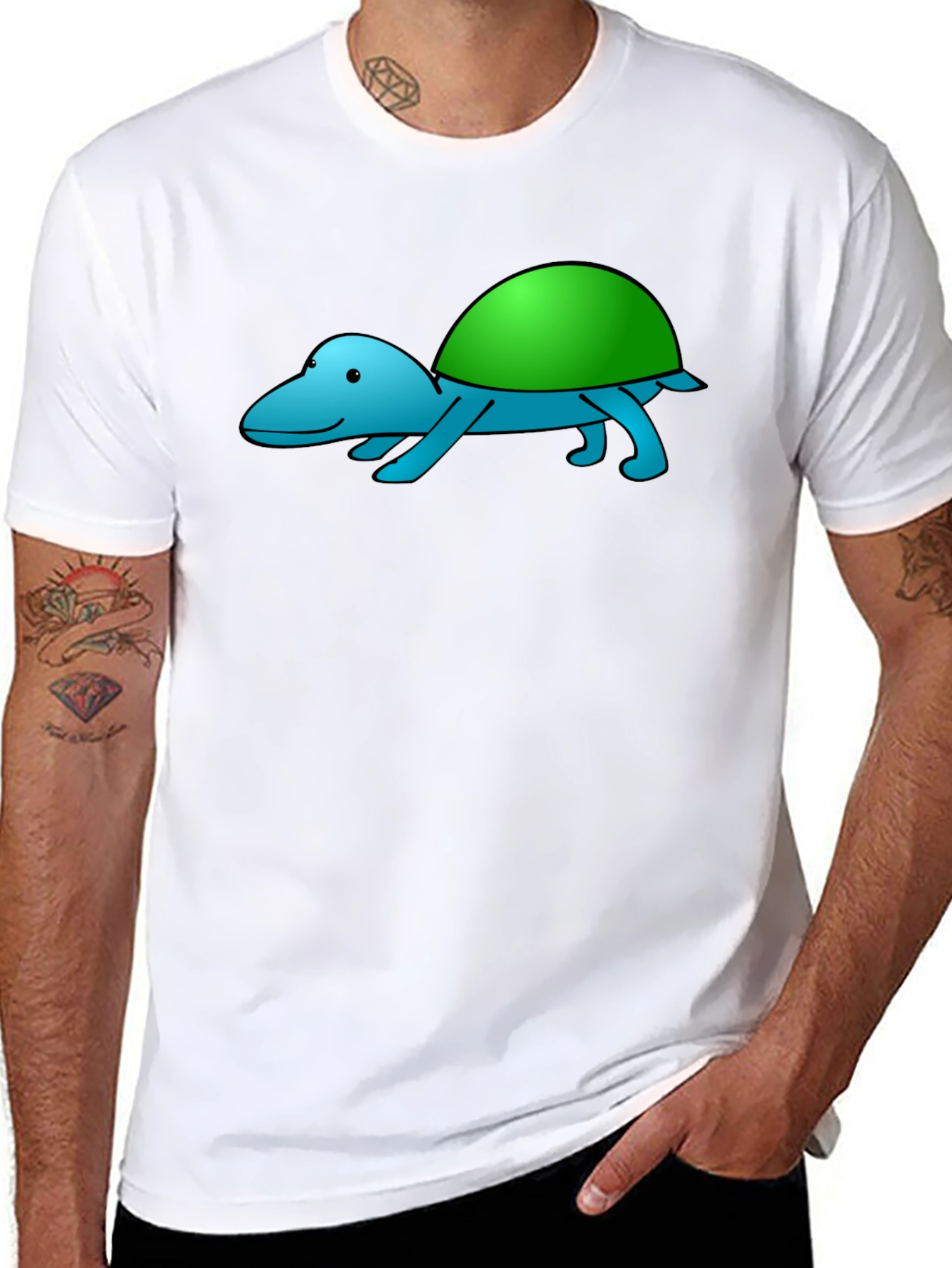 Cartoon Turtle Graphic Tee - Black Casual Shirt