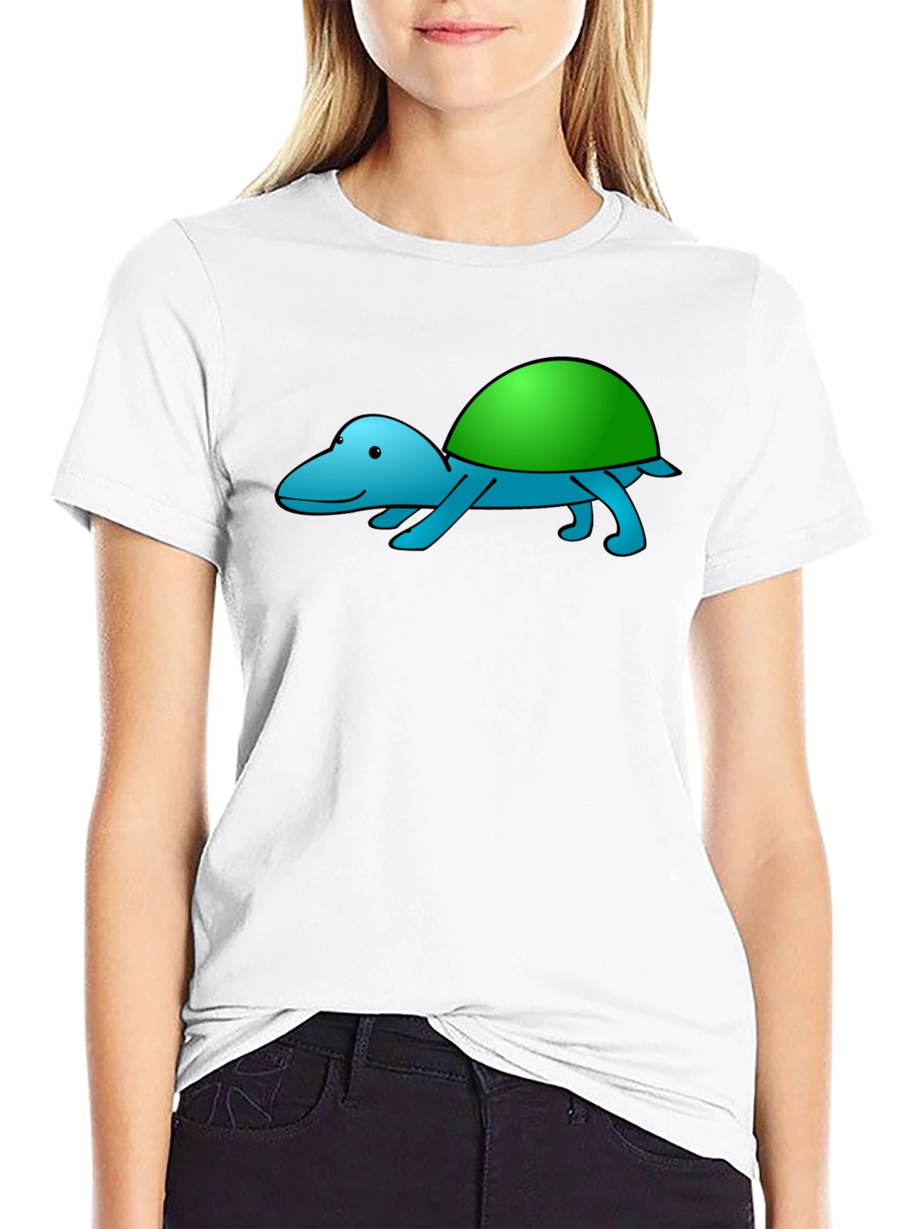 Cartoon Turtle Graphic Tee - Black Casual Shirt