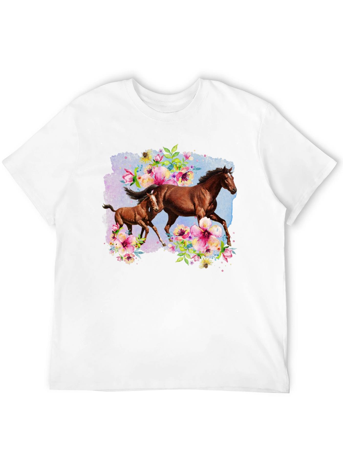 Horse & Floral Black T-Shirt