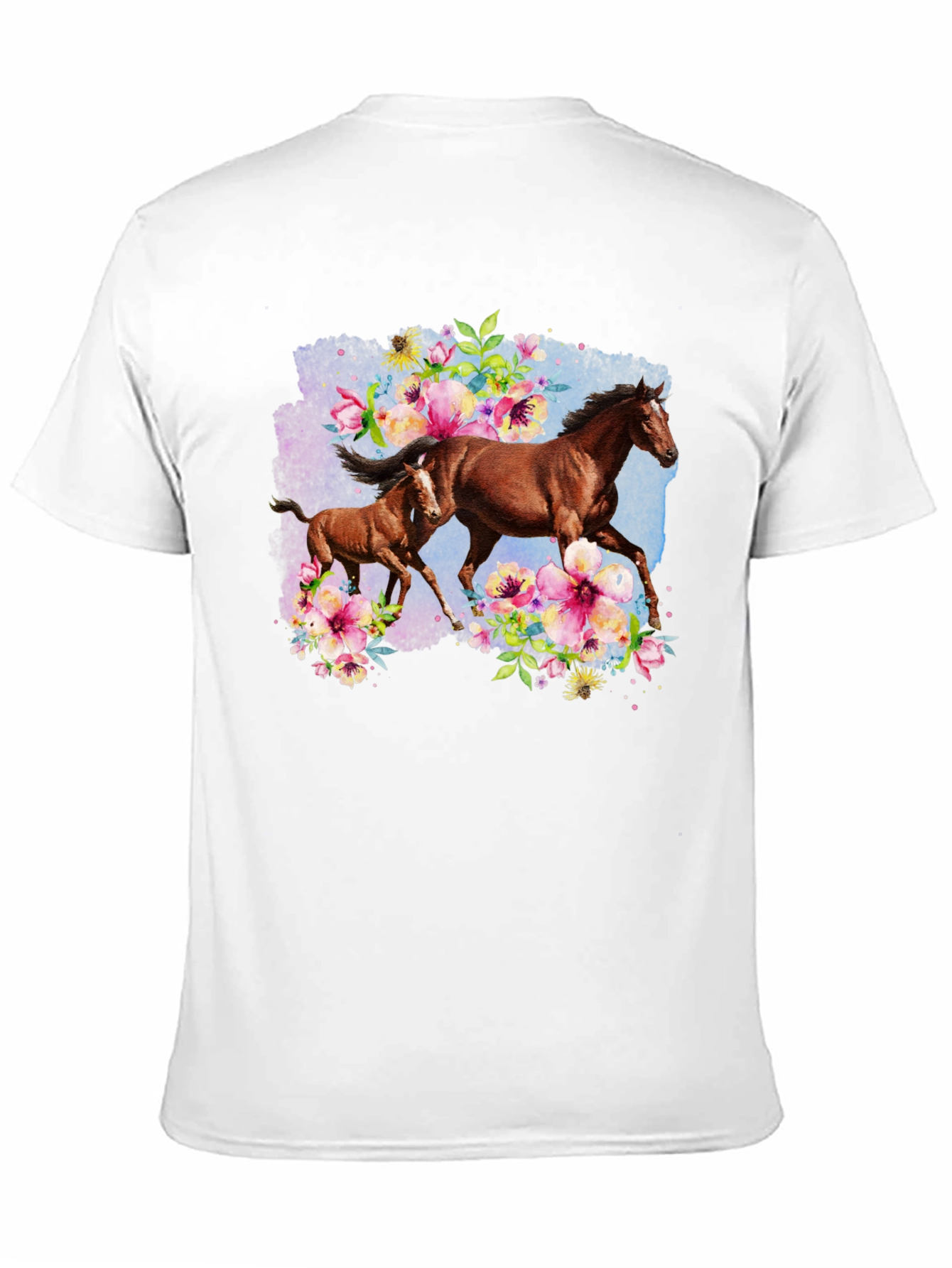 Horse & Floral Black T-Shirt