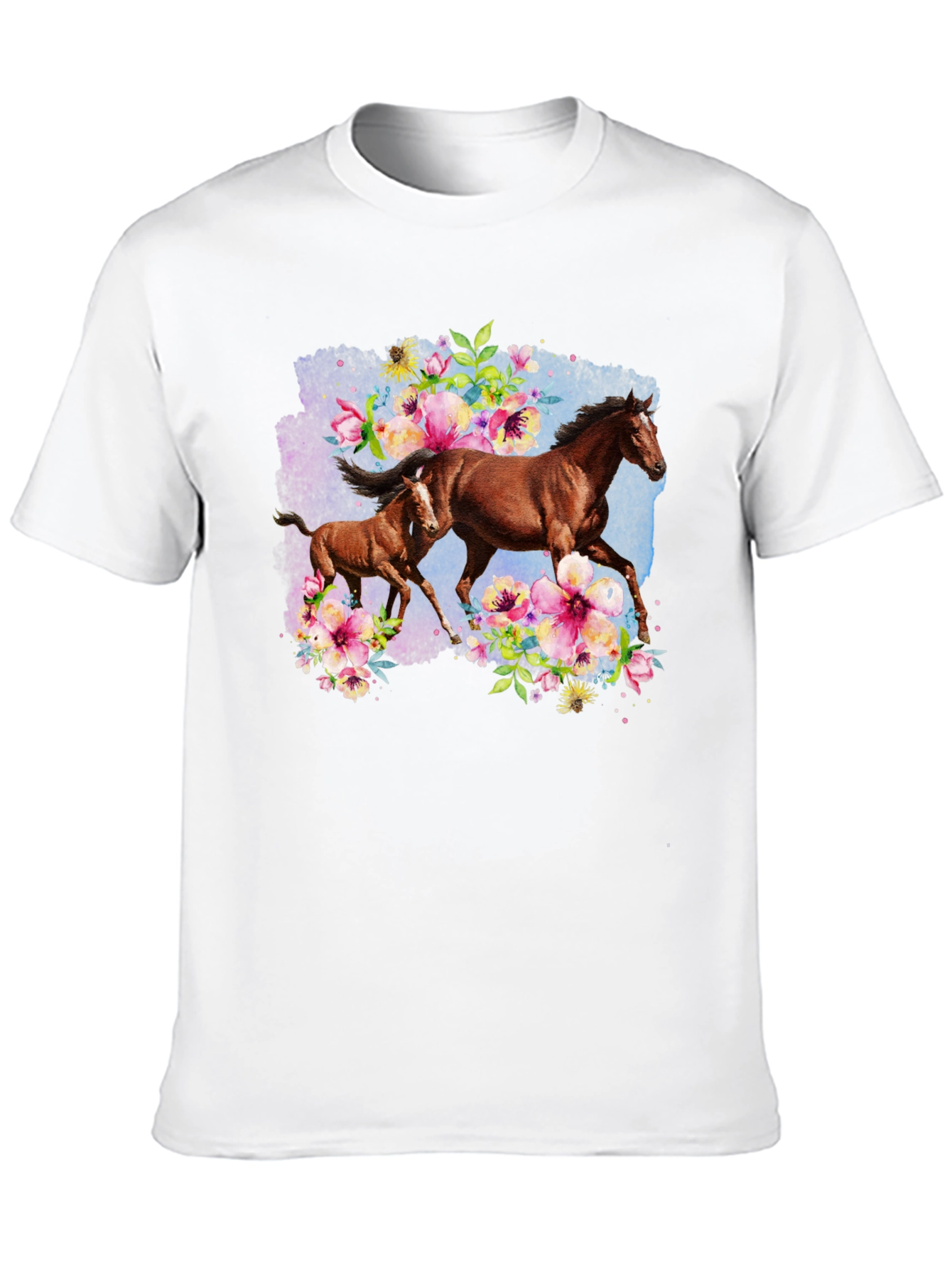 Horse & Floral Black T-Shirt