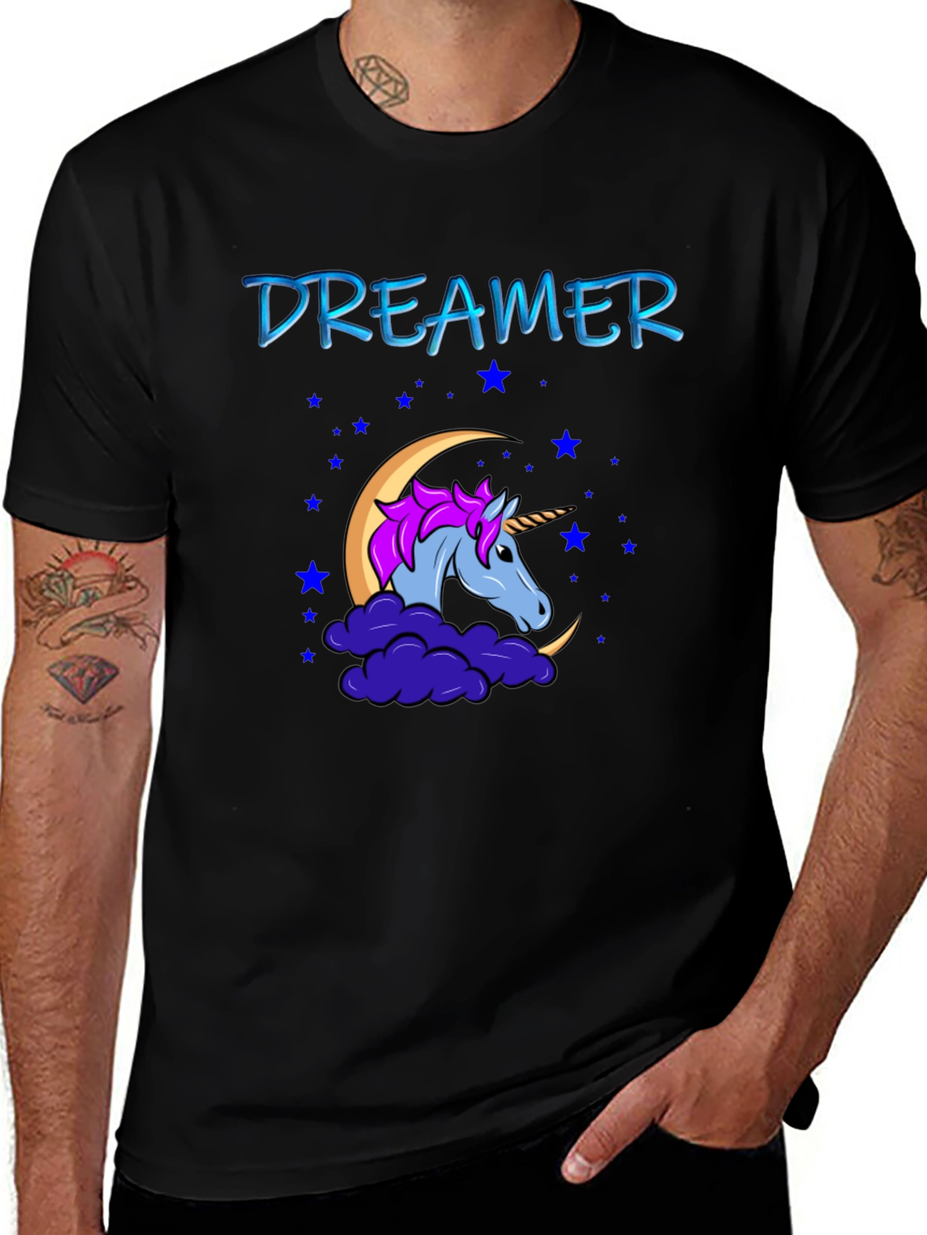 Dreamer Unicorn Black T-Shirt