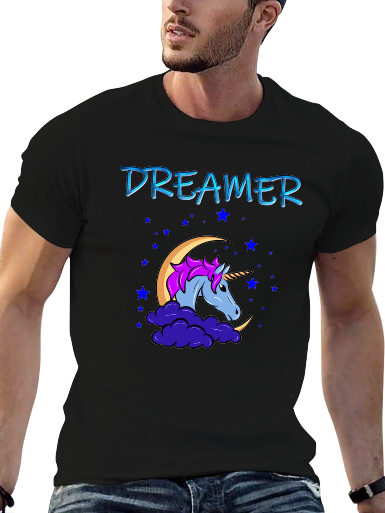 Dreamer Unicorn Black T-Shirt