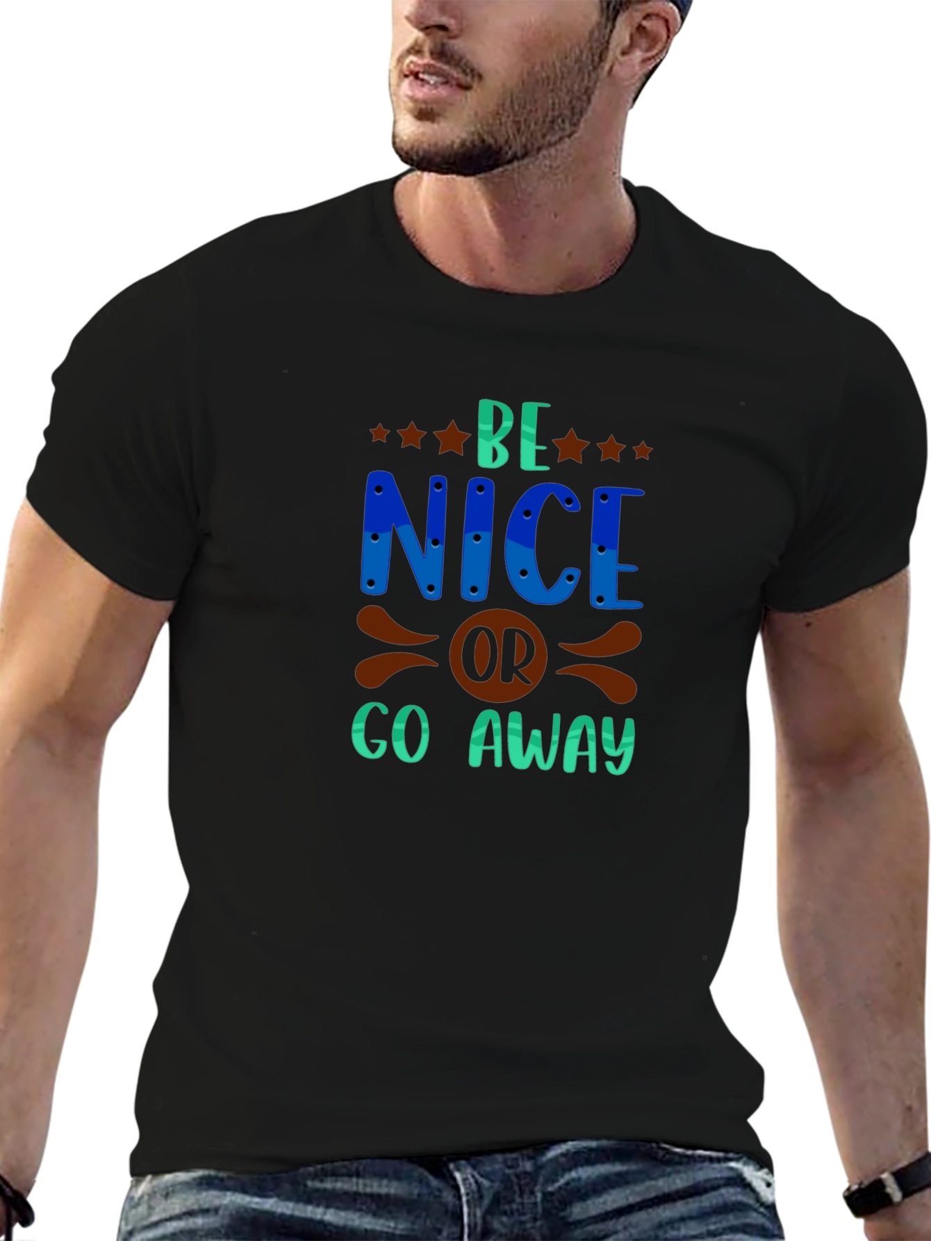 Be Nice Graphic Tee - Stylish Mens Black T-Shirt